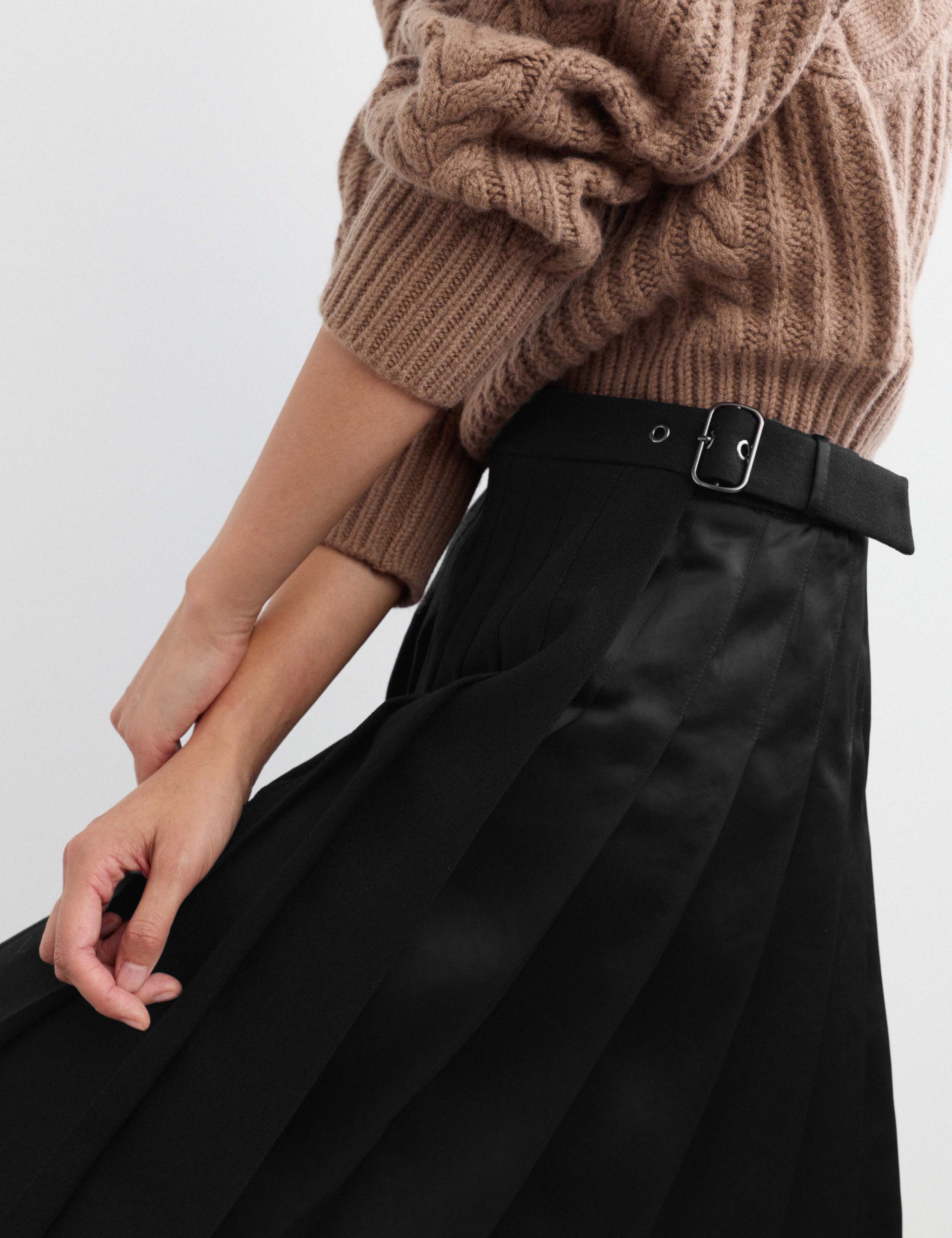Wool Blend Pleated Mini Wrap Skirt 3 of 5