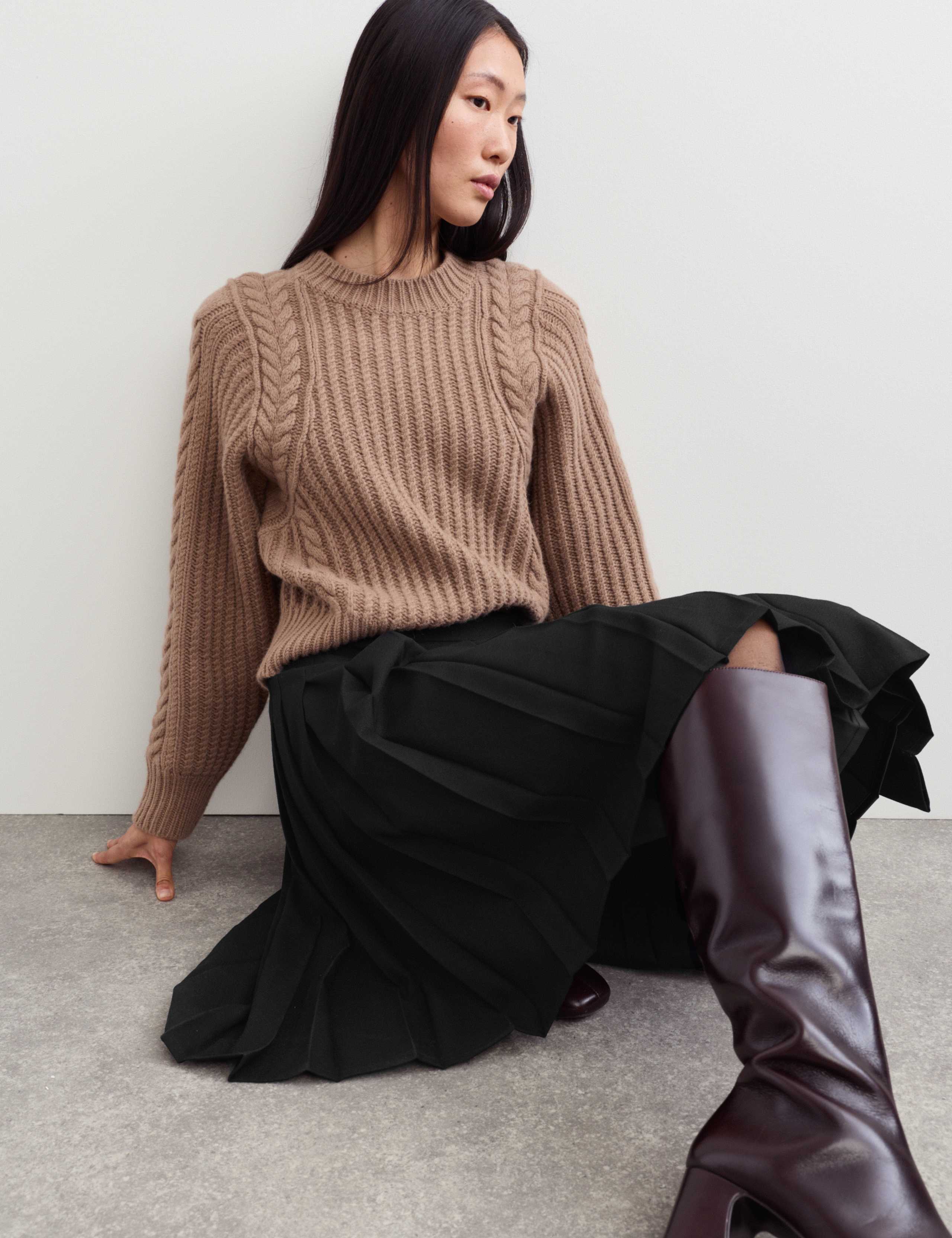 Wool Blend Pleated Mini Wrap Skirt 4 of 5