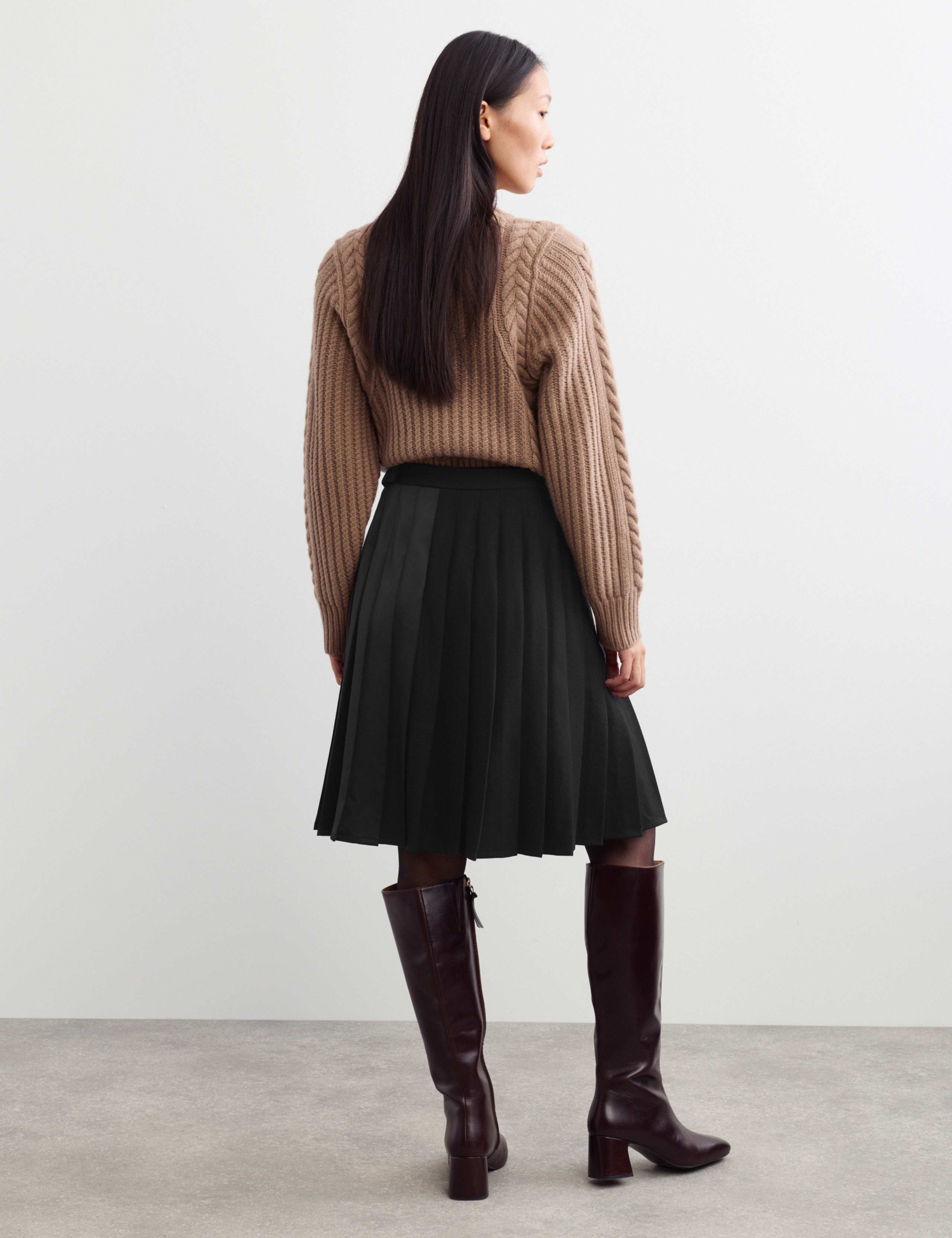 Wool Blend Pleated Mini Wrap Skirt 5 of 5