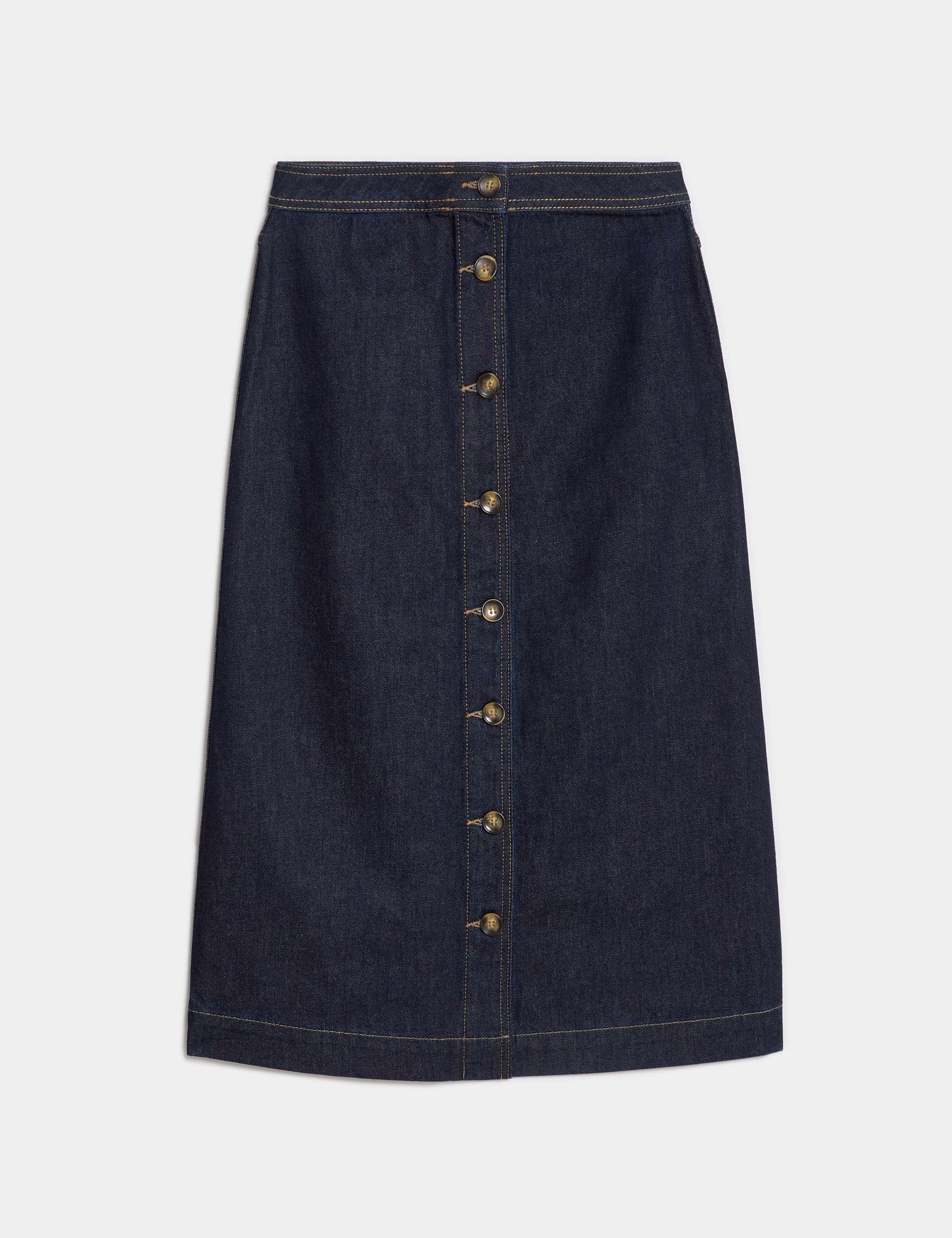 Denim Midi A-Line Skirt 2 of 5