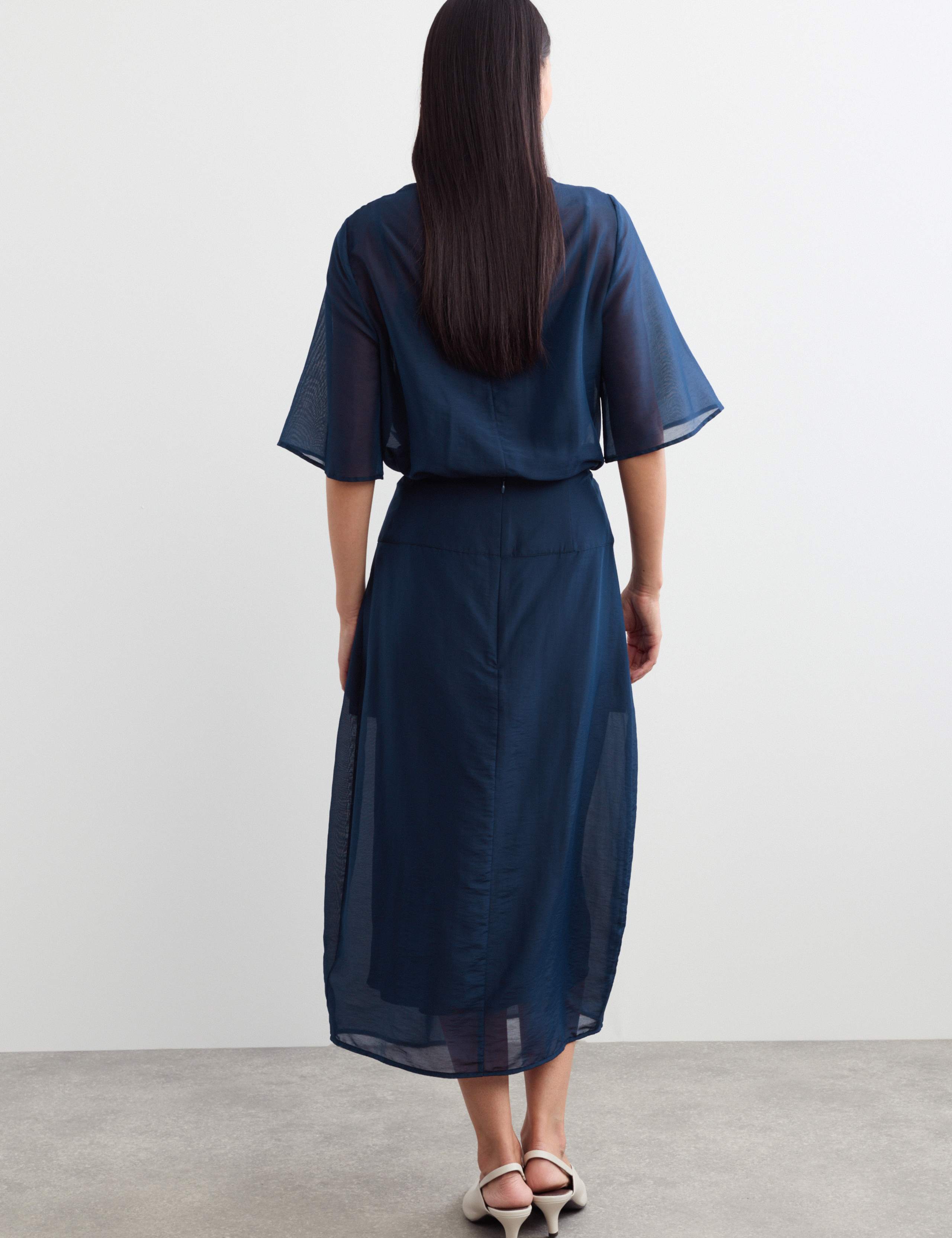 Lyocell Rich Pleat Front Midi Column Skirt 7 of 7