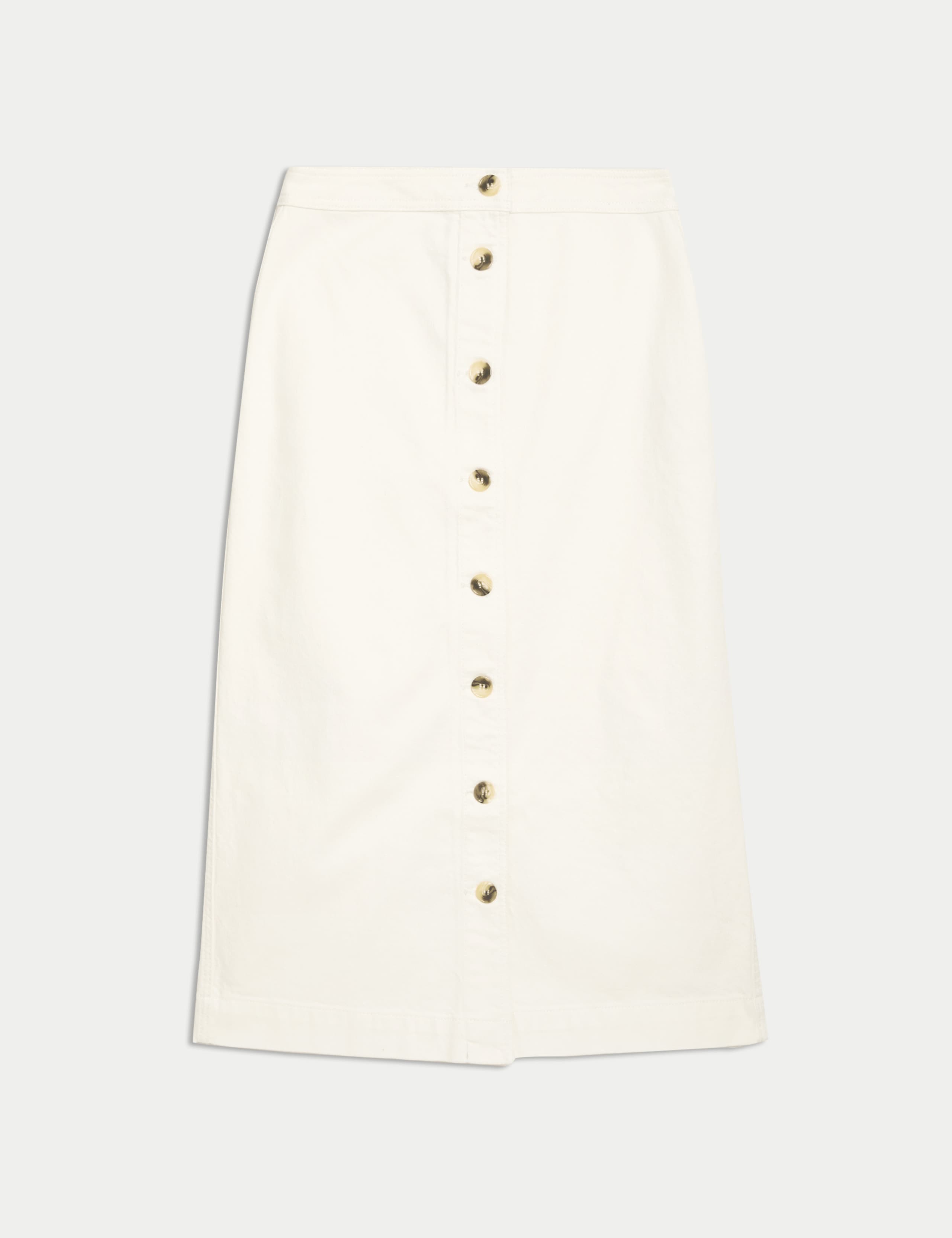 Denim Button Front Midi A-Line Skirt 2 of 5