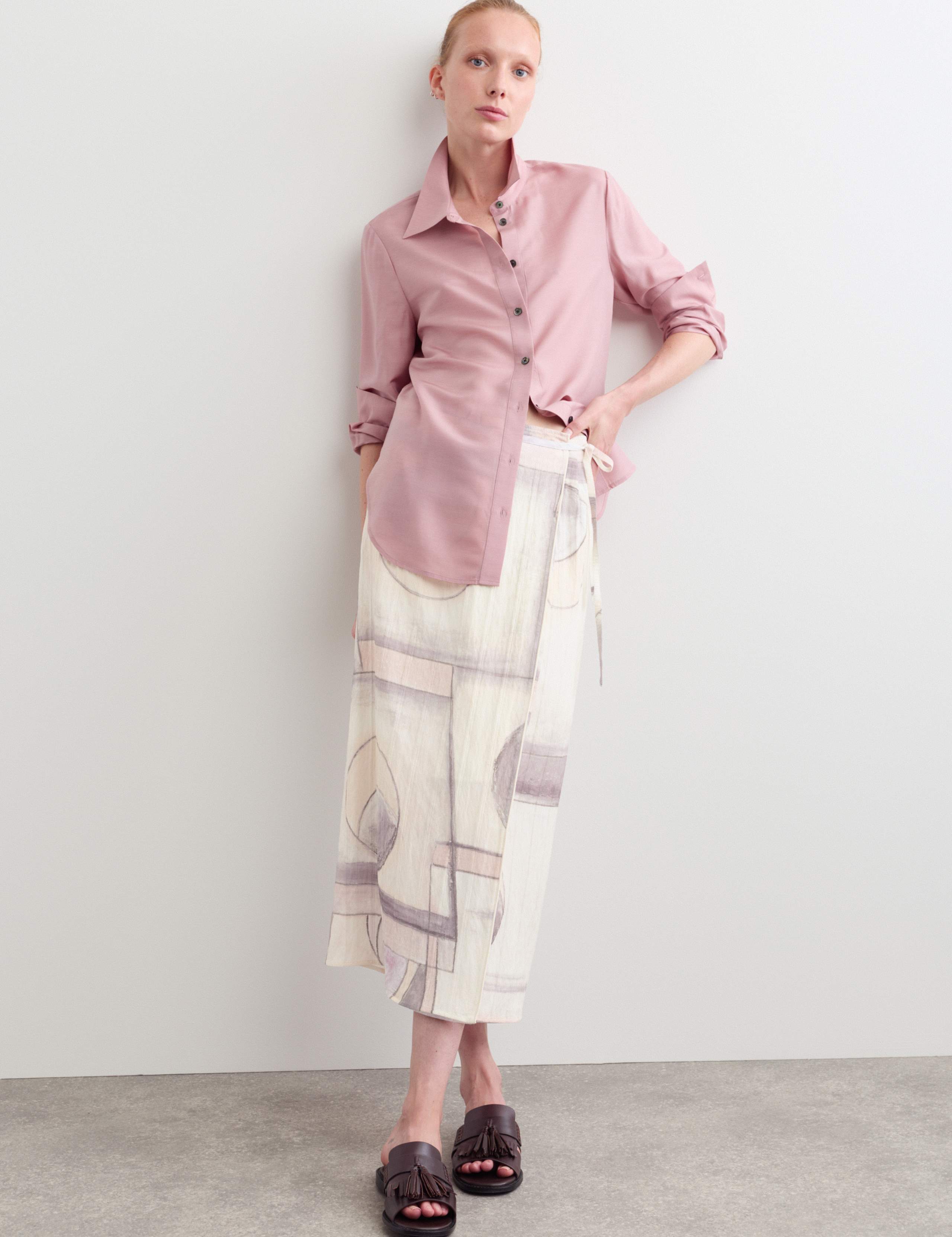 Watercolour Abstract Midi Wrap Skirt 3 of 6