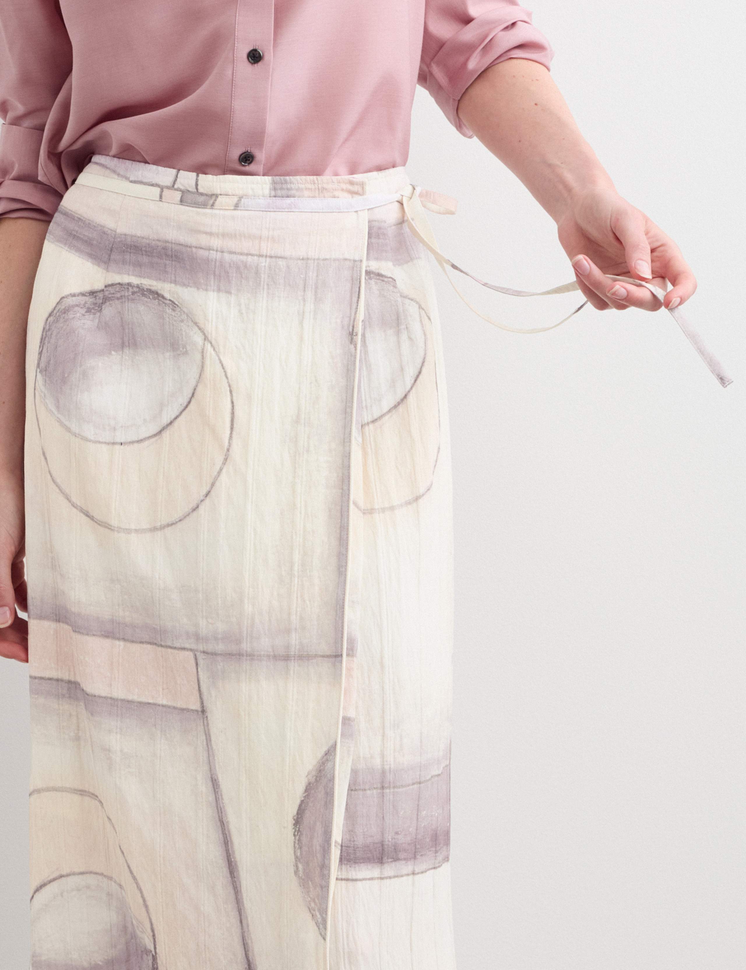Watercolour Abstract Midi Wrap Skirt 4 of 6
