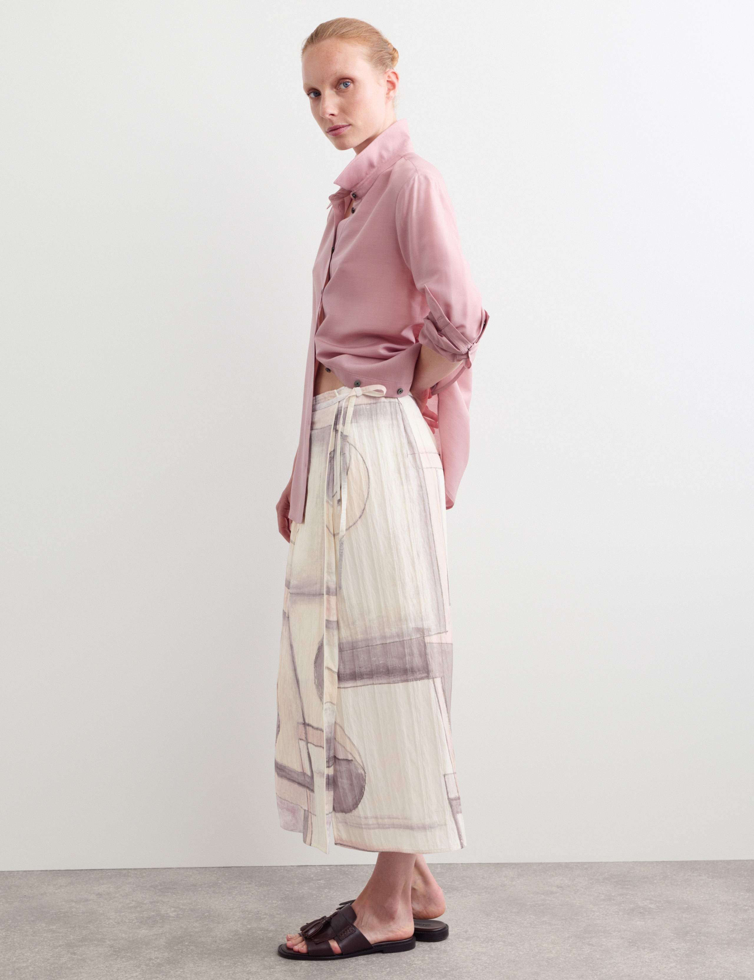 Watercolour Abstract Midi Wrap Skirt 5 of 6