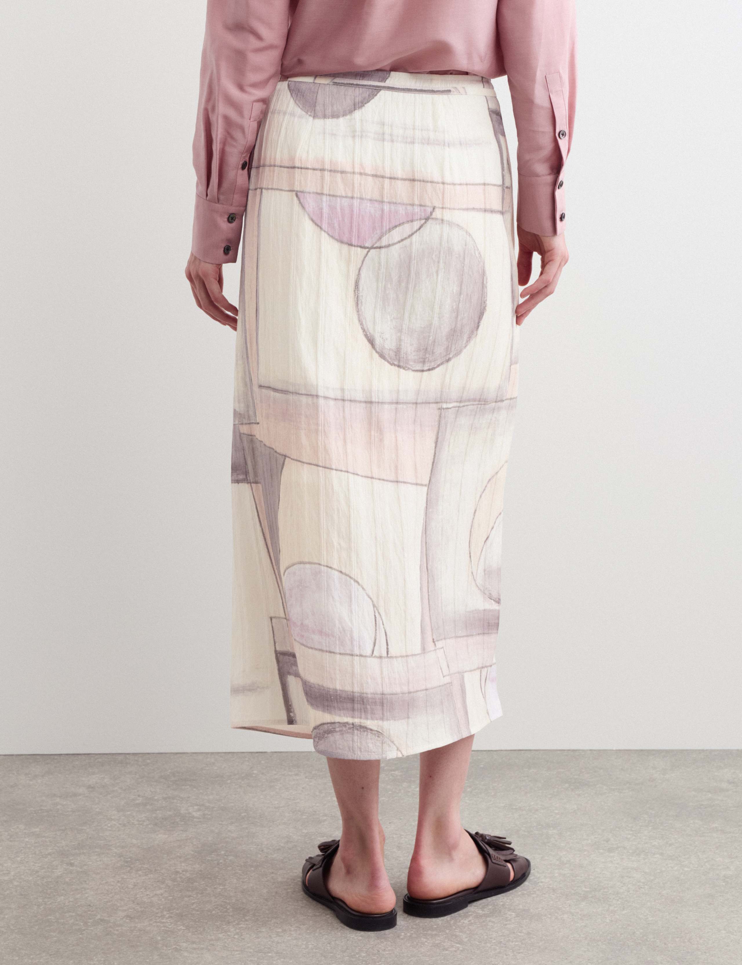 Watercolour Abstract Midi Wrap Skirt 6 of 6