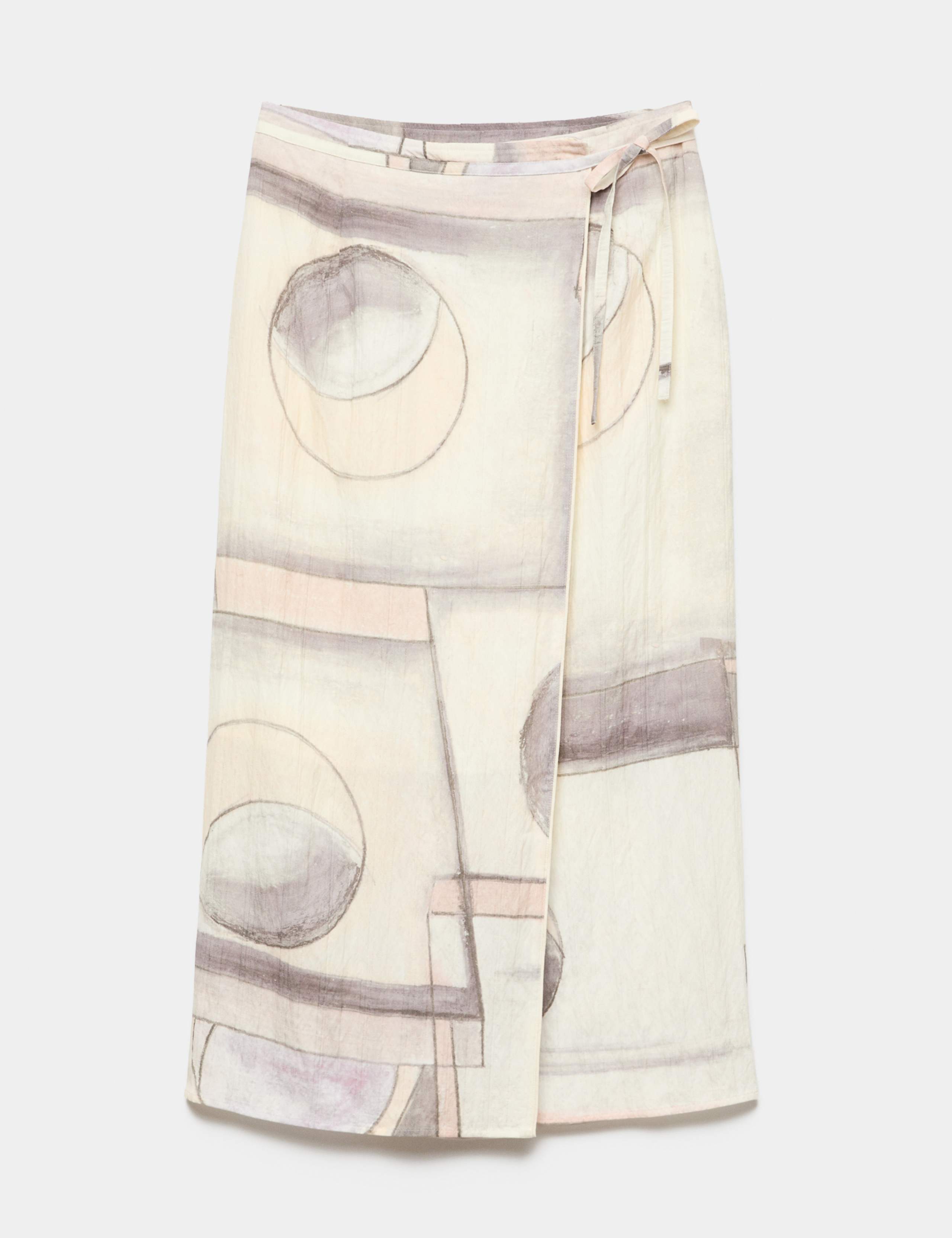 Watercolour Abstract Midi Wrap Skirt 2 of 6