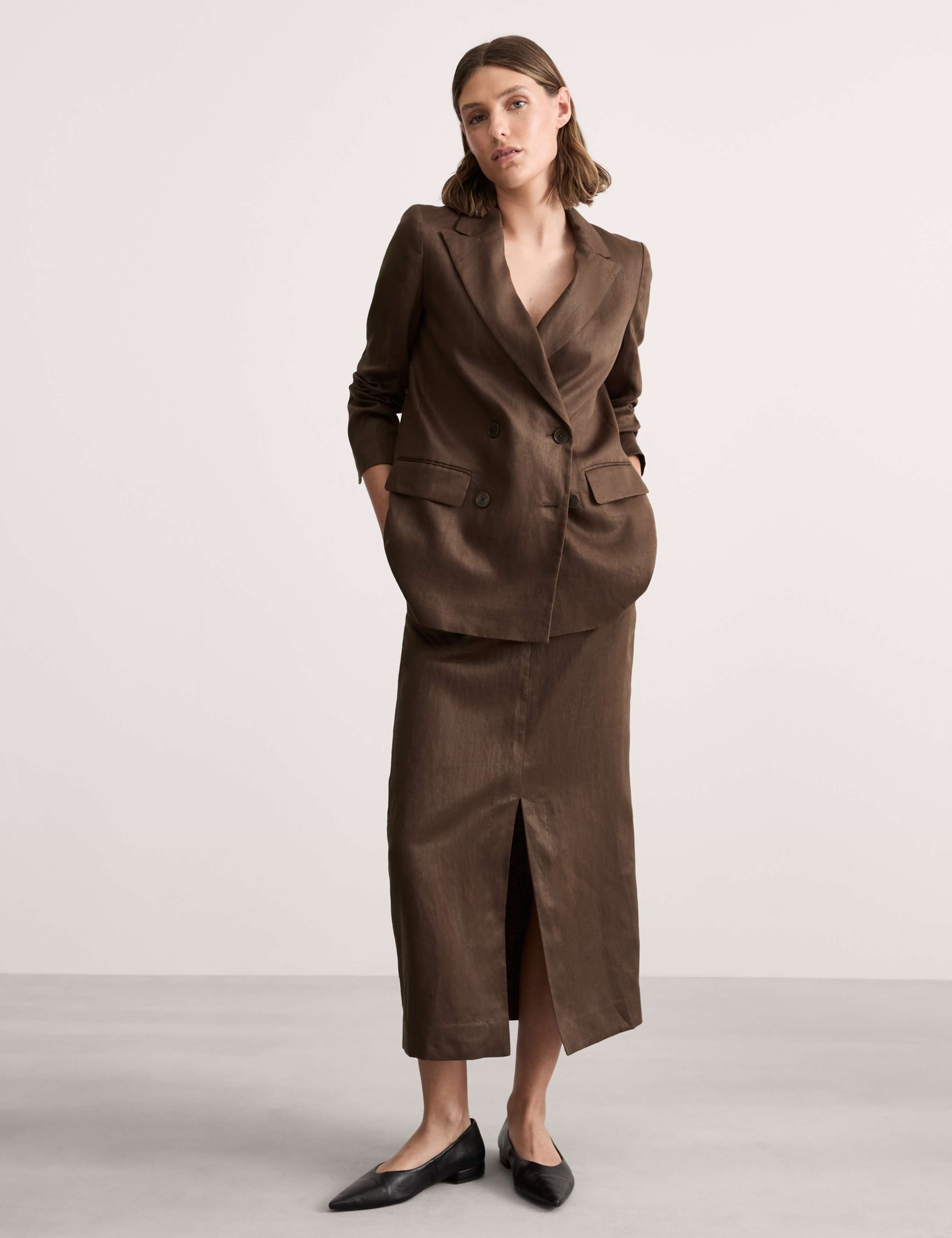 Pure Linen Midi Column Skirt 1 of 6