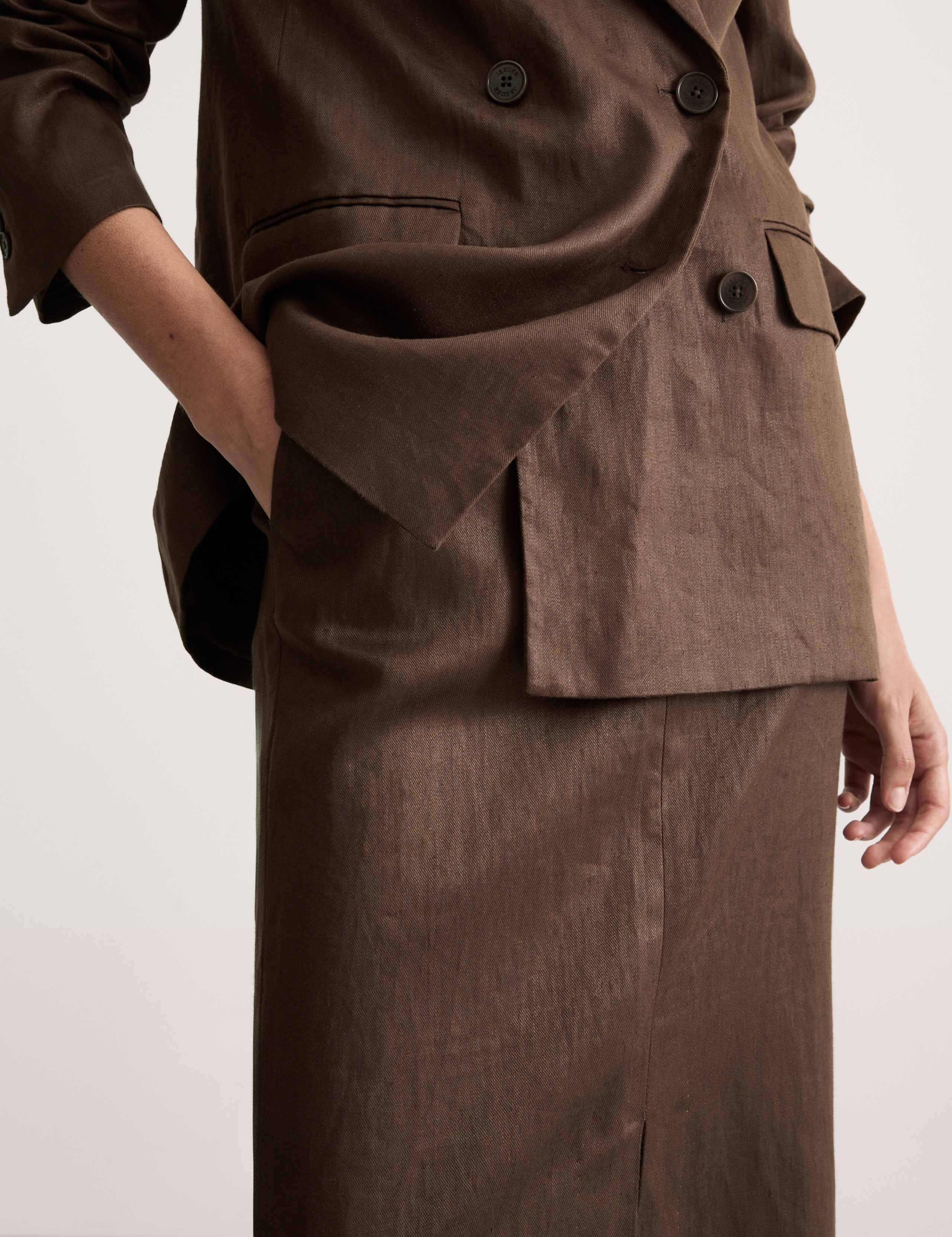 Pure Linen Midi Column Skirt 3 of 6
