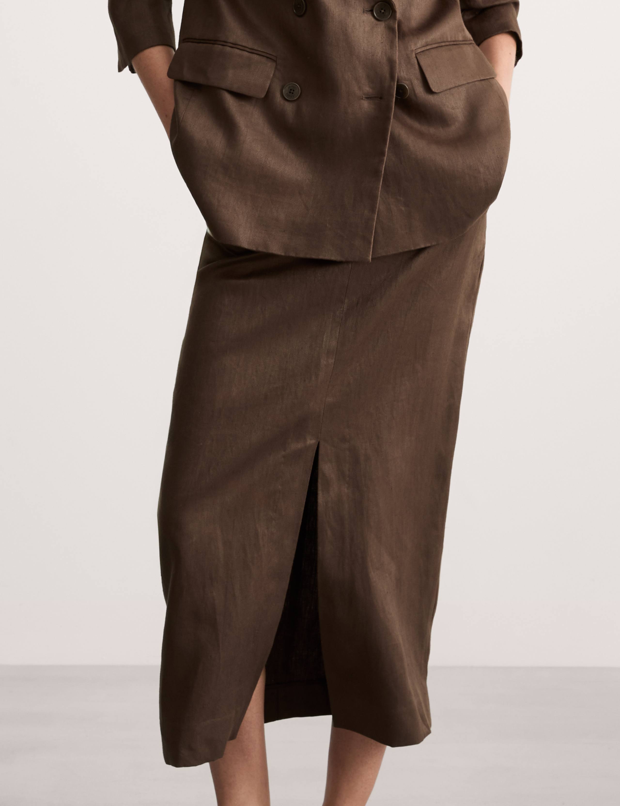 Pure Linen Midi Column Skirt 4 of 6
