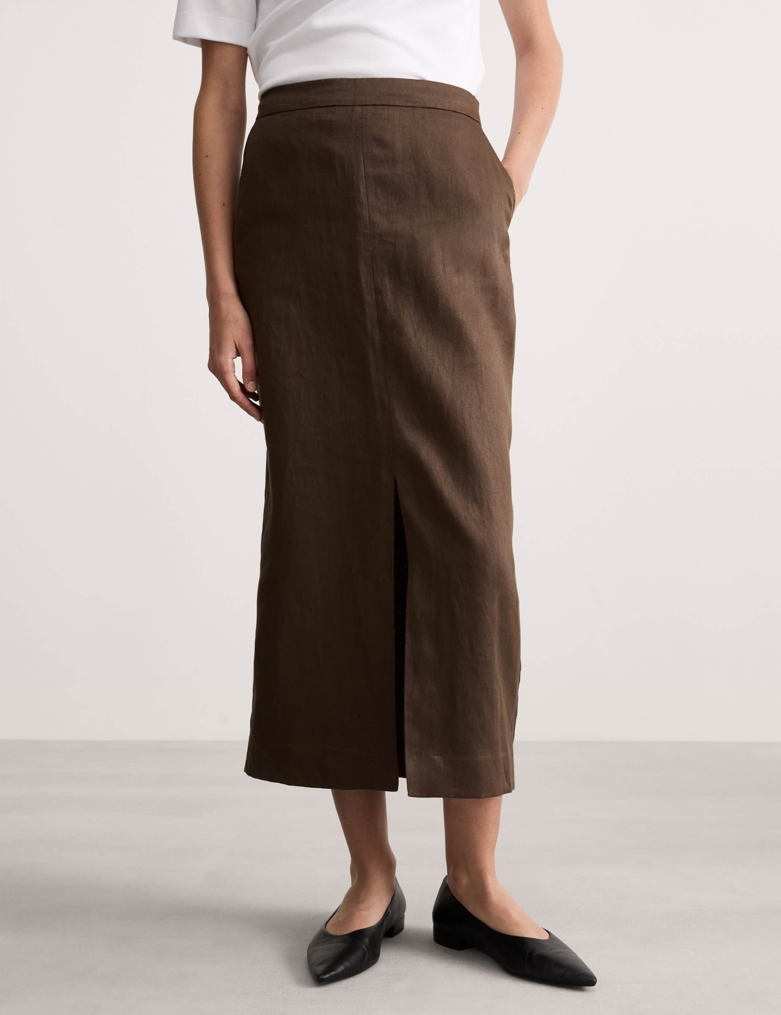 Pure Linen Midi Column Skirt 5 of 6