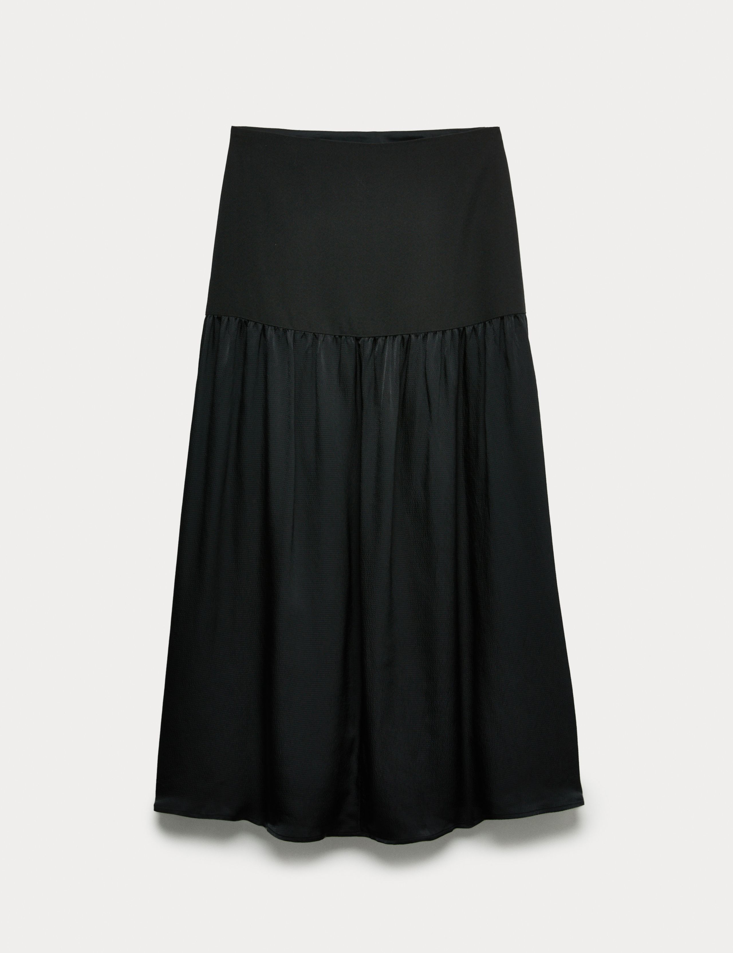 Satin Dropped Waist Maxi A-Line Skirt 2 of 7