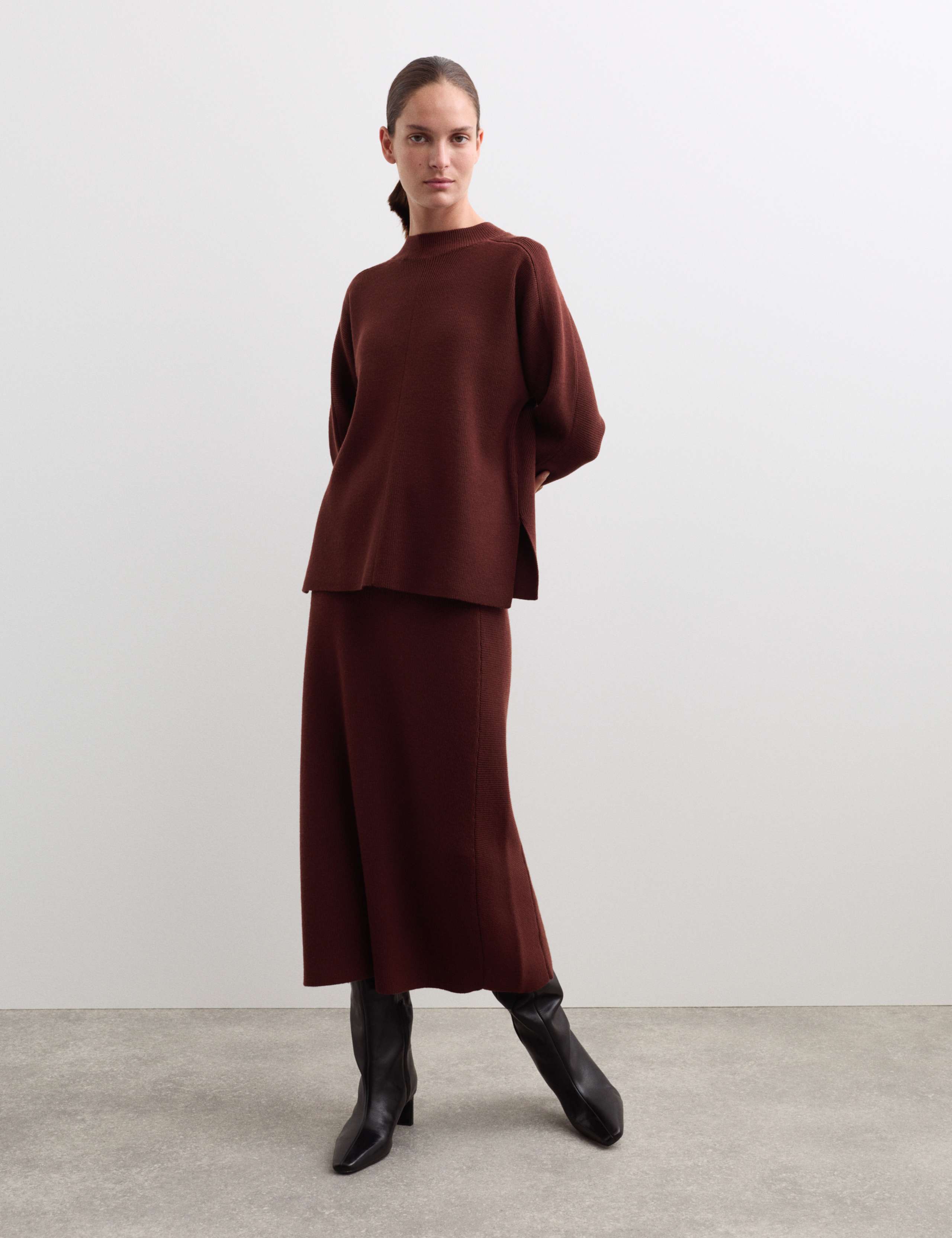 Pure Merino Wool Knitted Midi Skirt 3 of 6