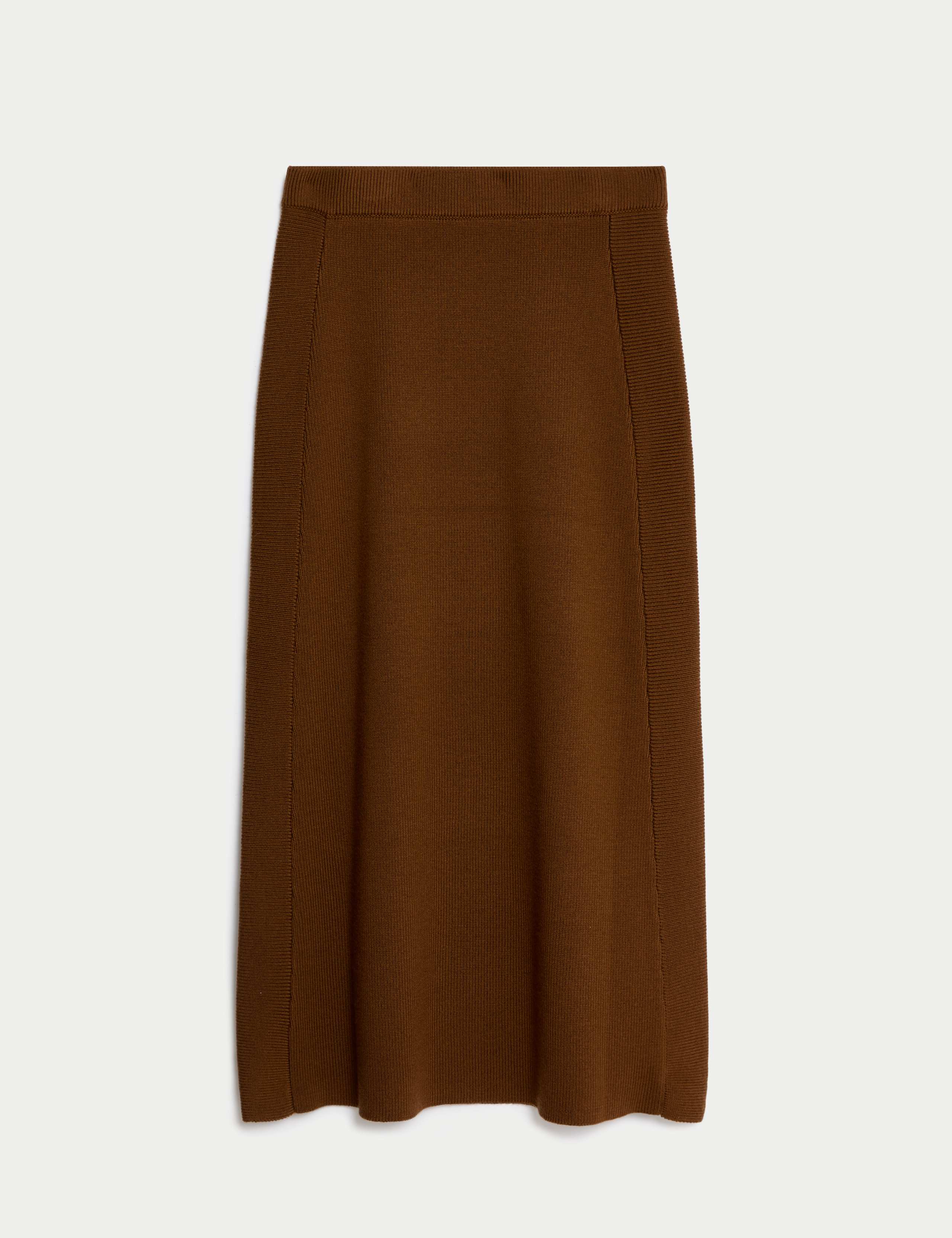 Pure Merino Wool Knitted Midi Skirt 2 of 7