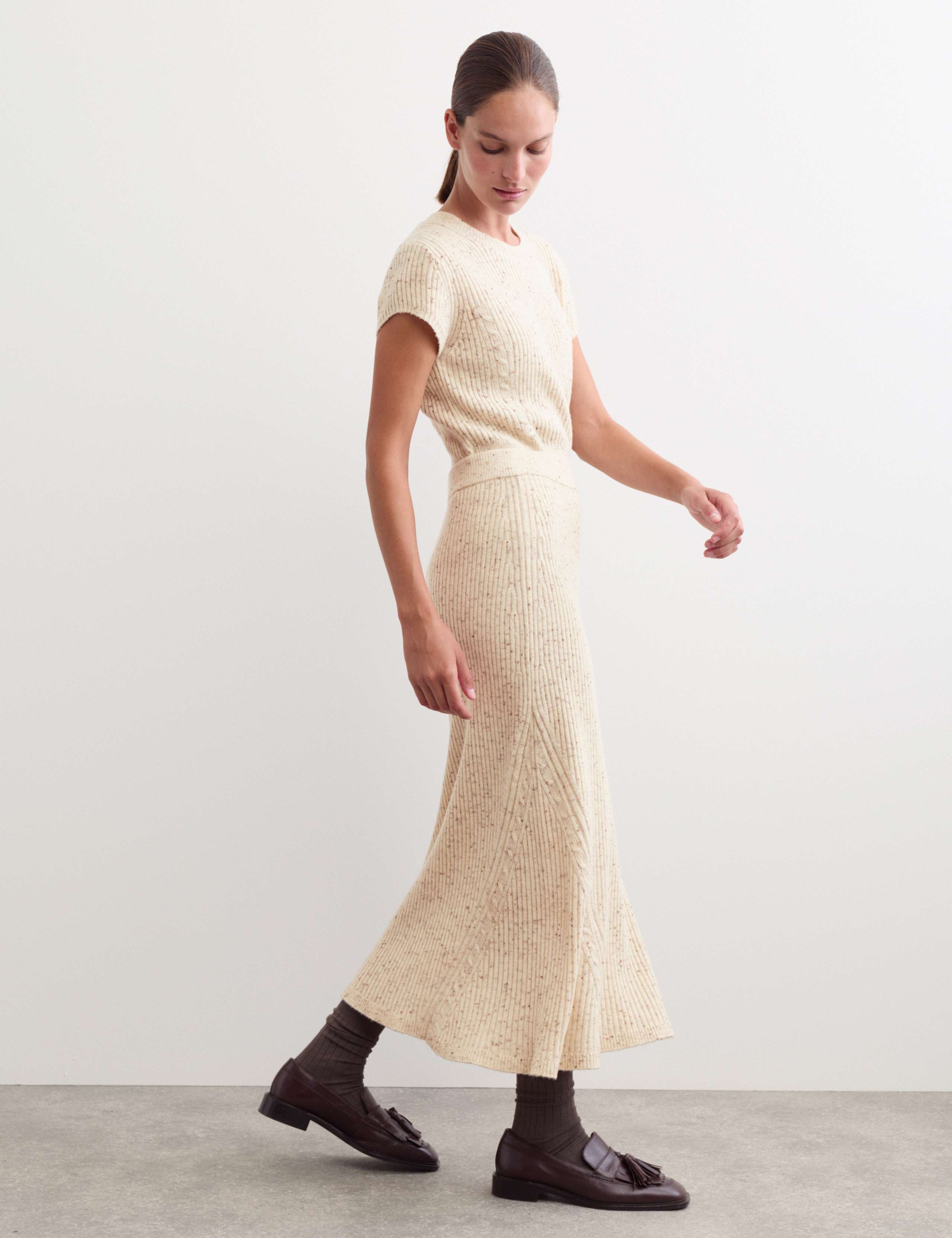 Wool Blend Knitted Midi A-Line Skirt 5 of 6