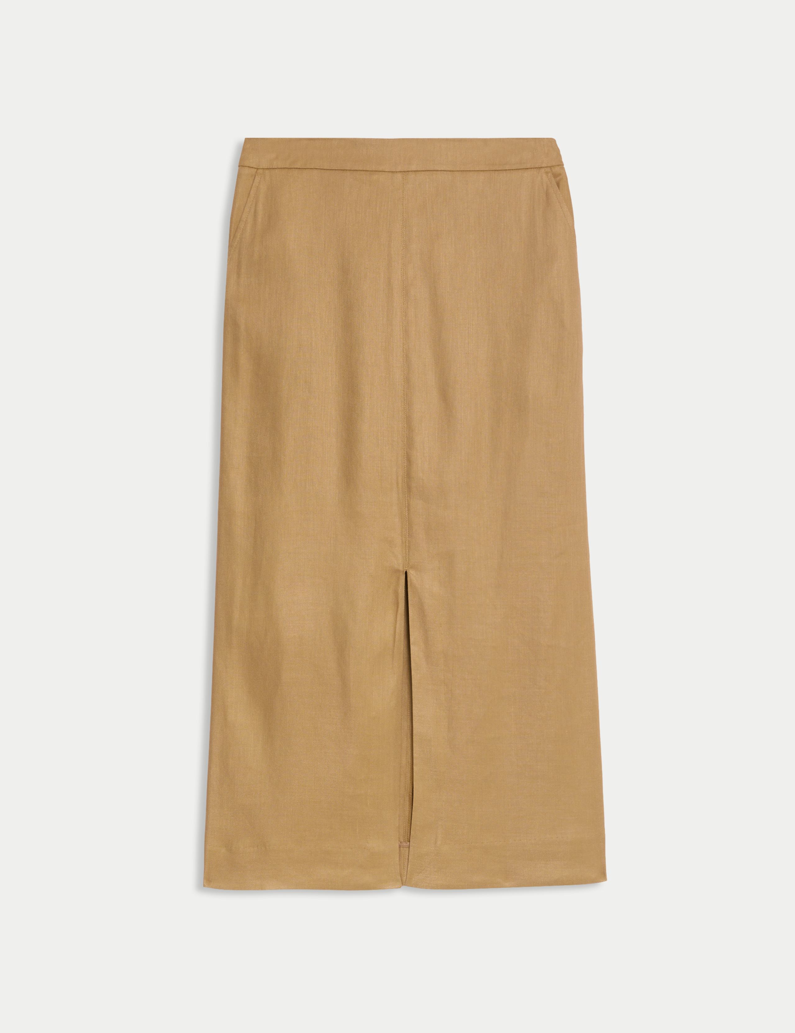Linen Blend Midi Column Skirt 2 of 7
