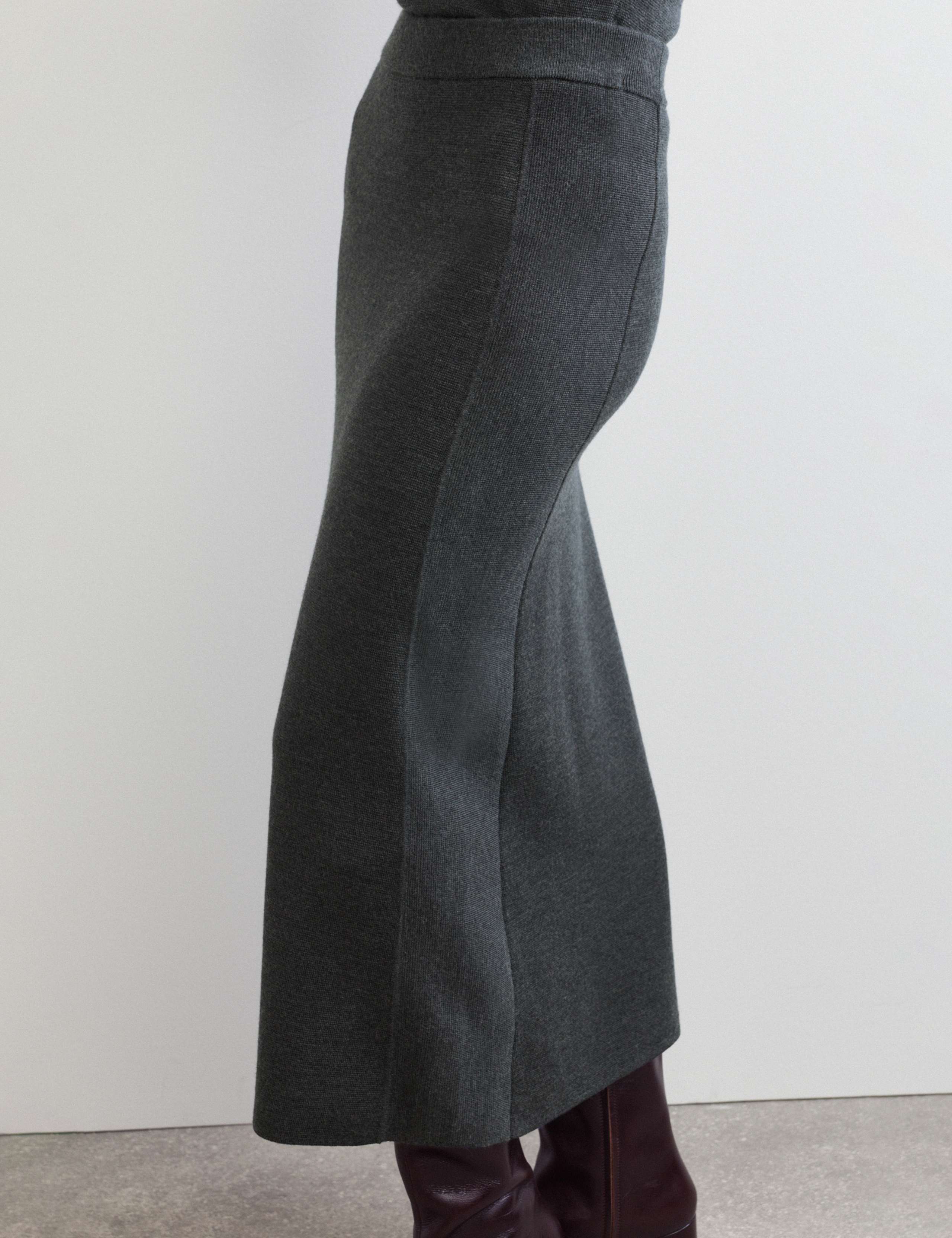 Pure Merino Wool Knitted Column Skirt 3 of 6