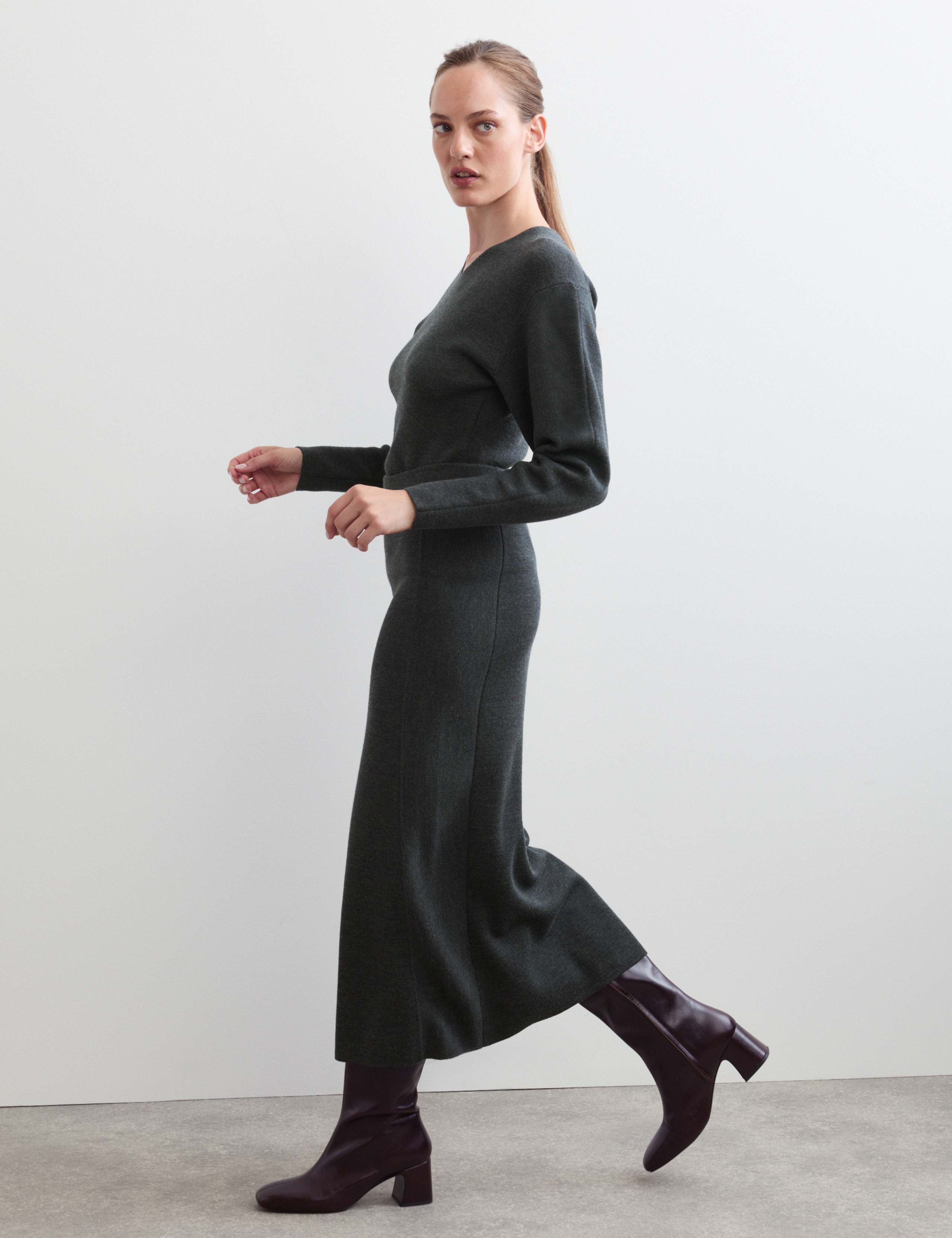 Pure Merino Wool Knitted Column Skirt 5 of 6