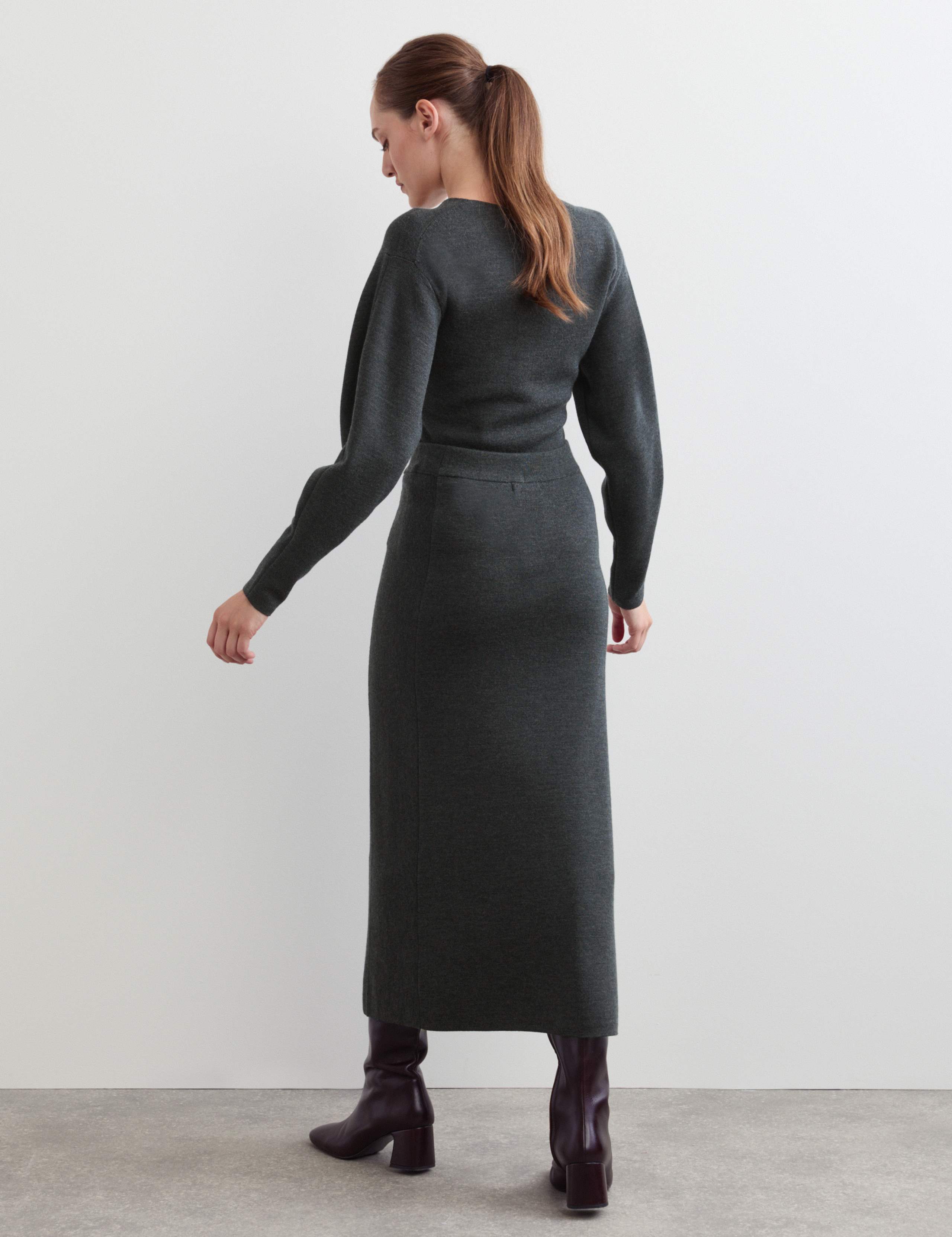 Pure Merino Wool Knitted Column Skirt 6 of 6