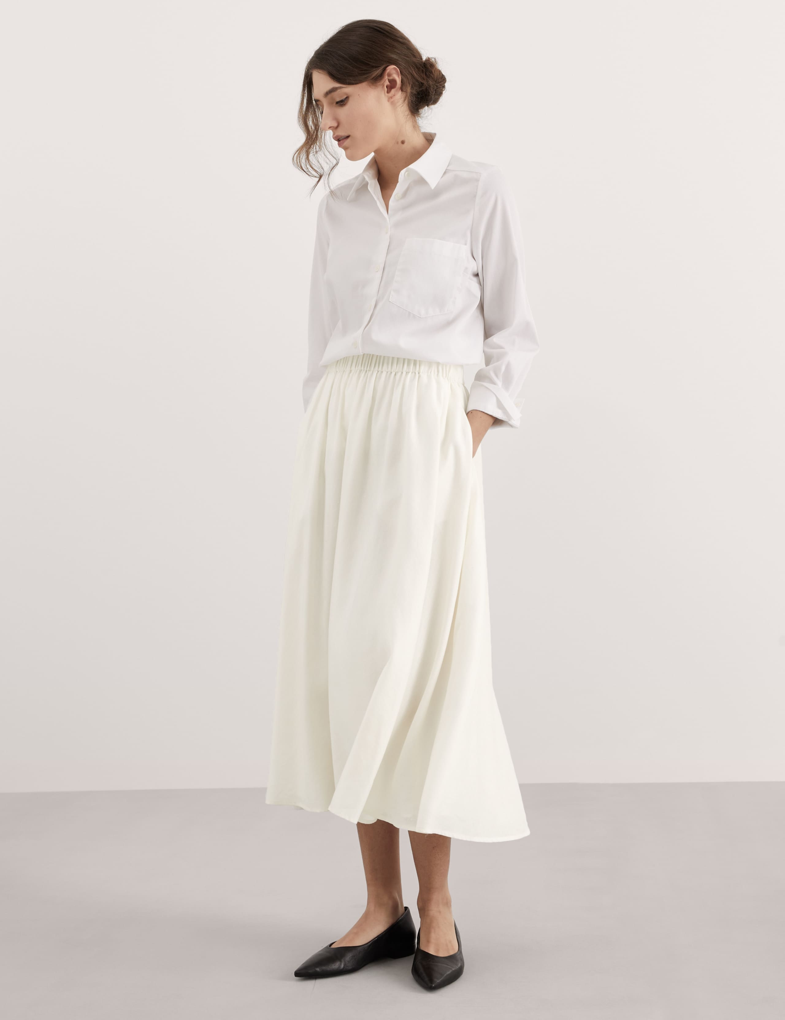 Linen Rich Midi A-Line Skirt 1 of 6