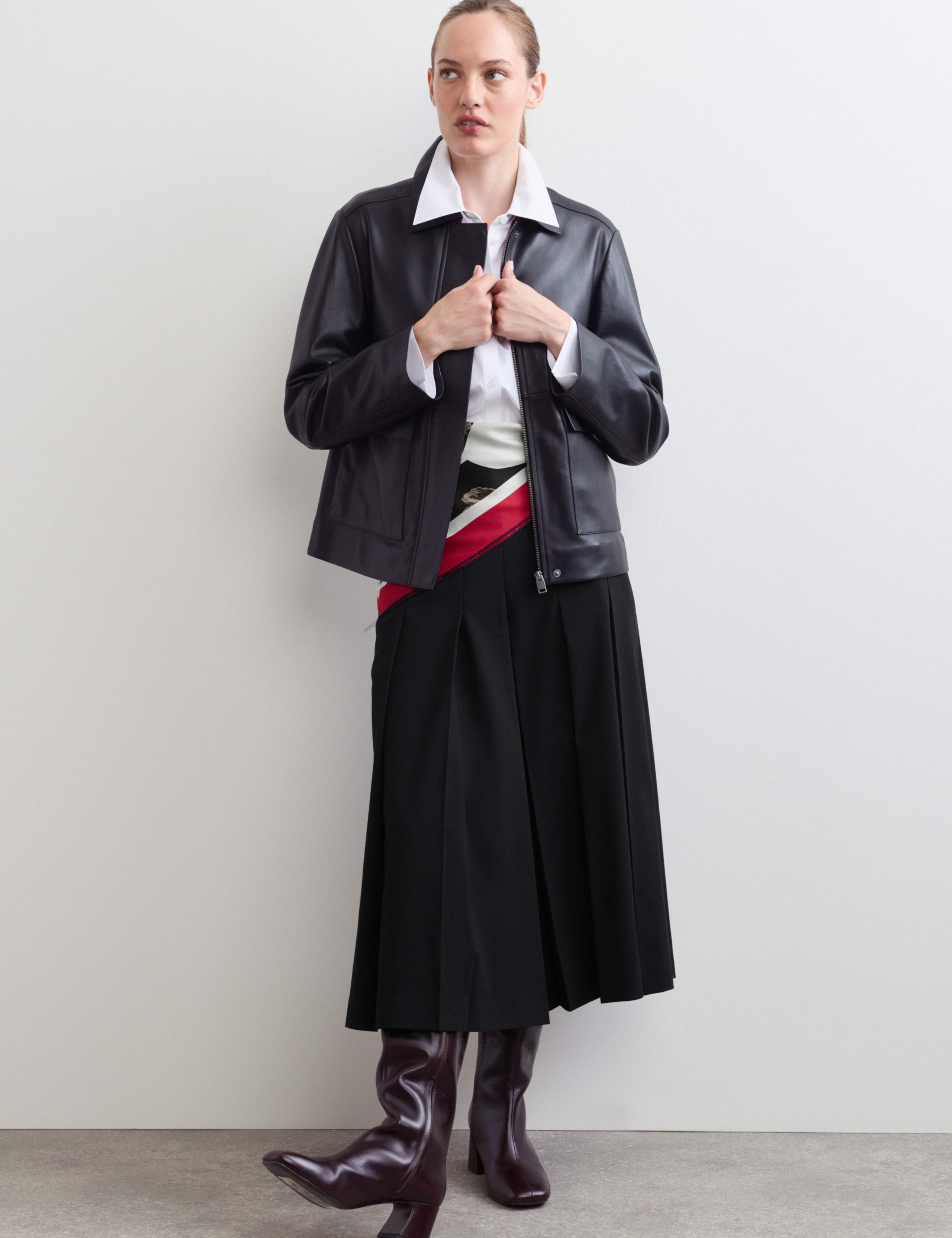 Pleated Wide Leg Culottes with Wool 8 of 8