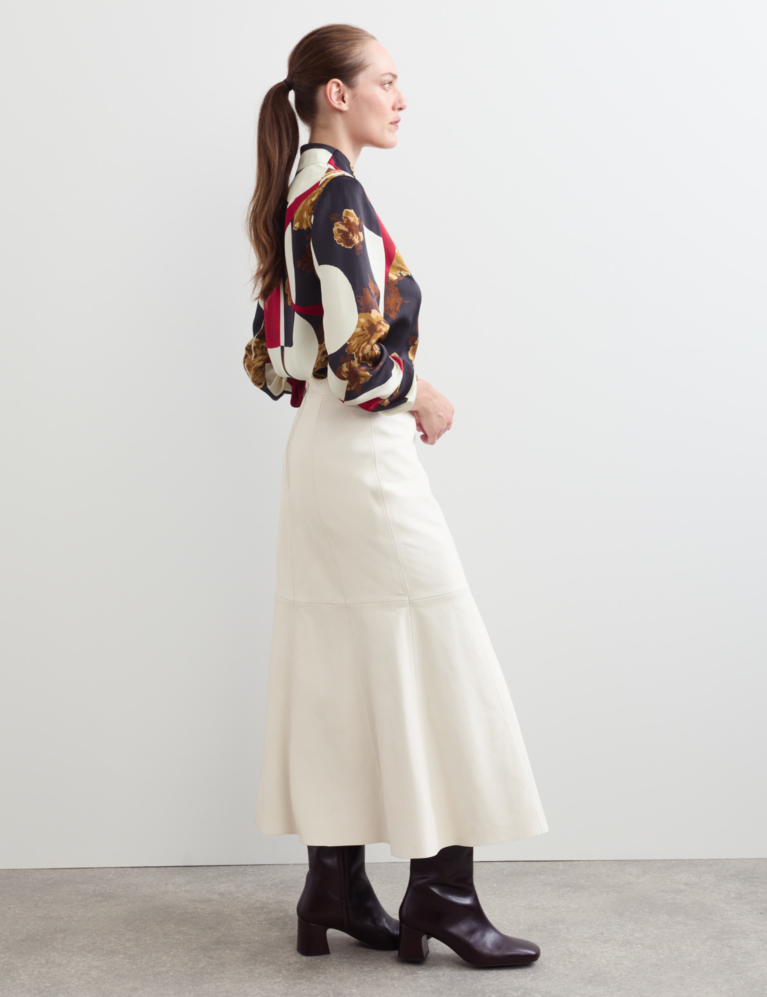 Leather Midi A-Line Skirt 5 of 6