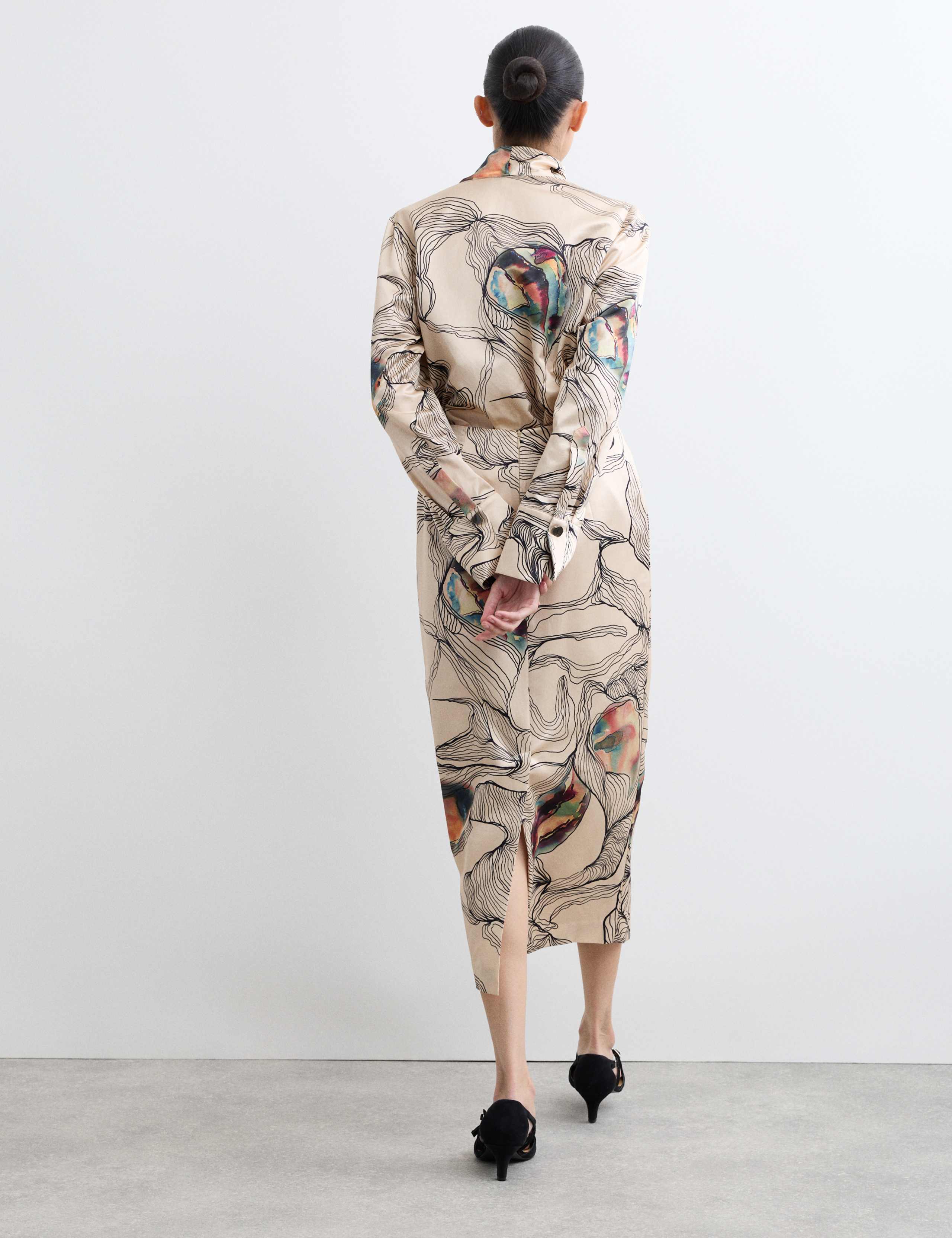 Silk Blend Oyster Print Midi Column Skirt 6 of 6