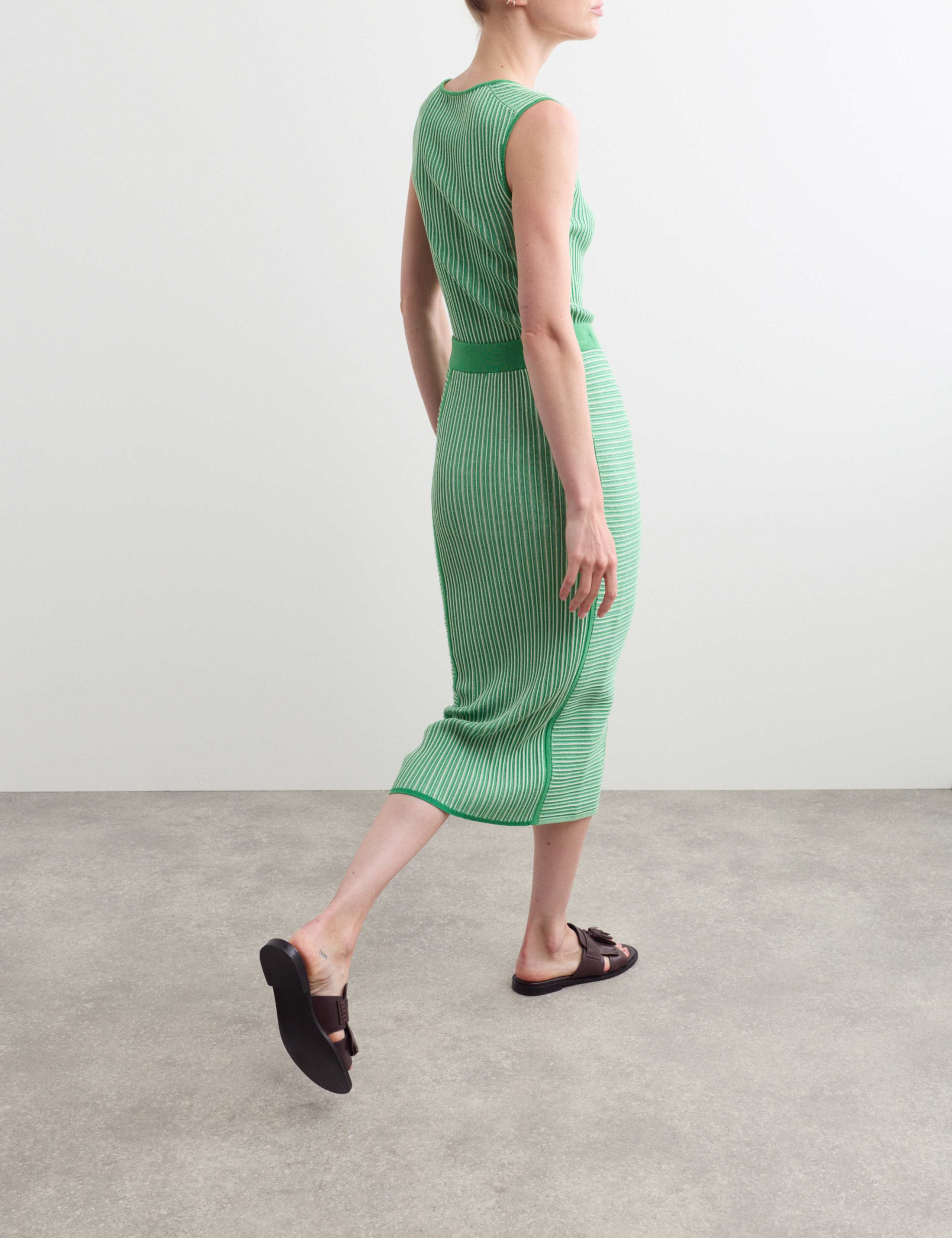 Lyocell Rich Striped Midi Column Skirt 4 of 6