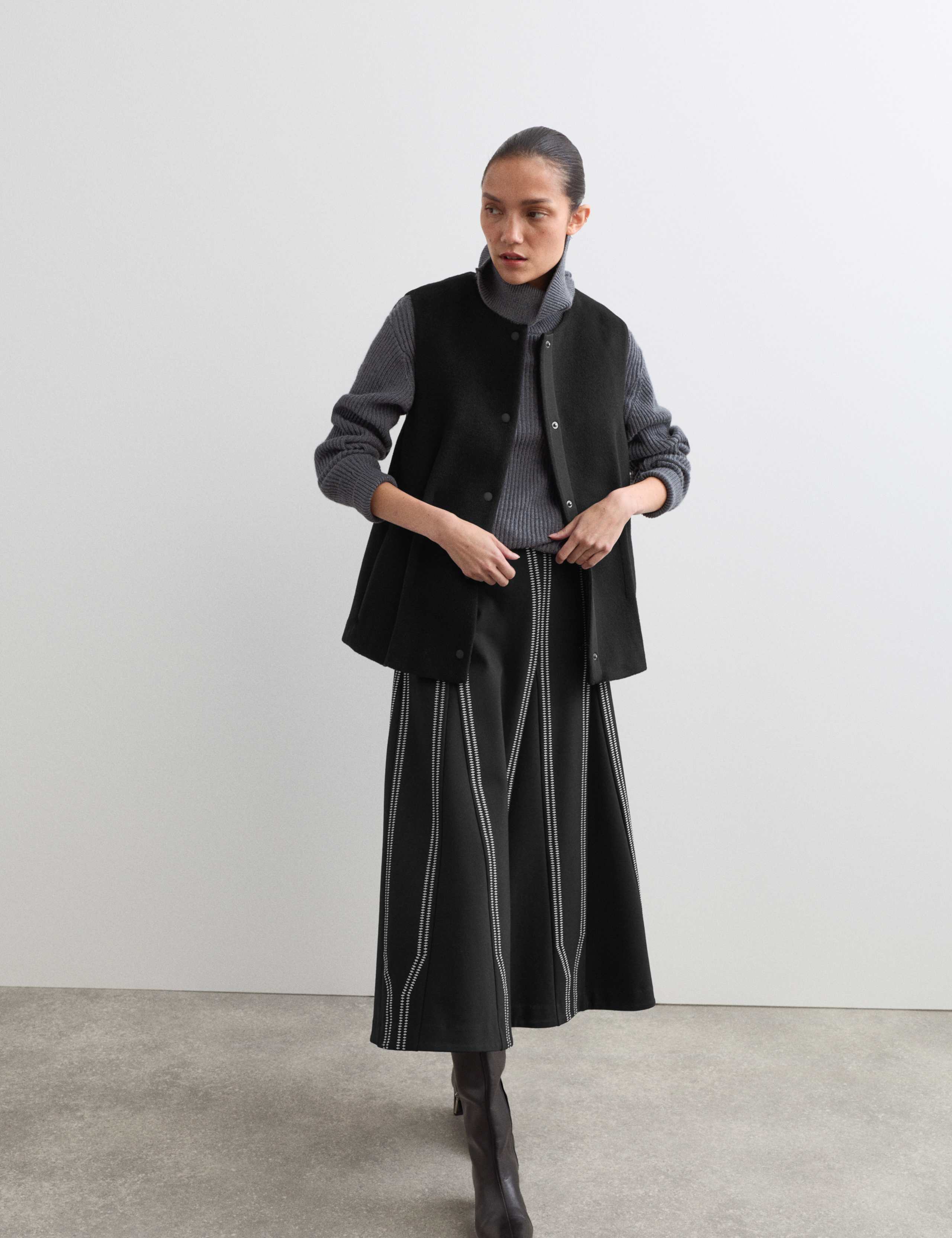 Jersey Embroidered Midi Circle Skirt 4 of 7