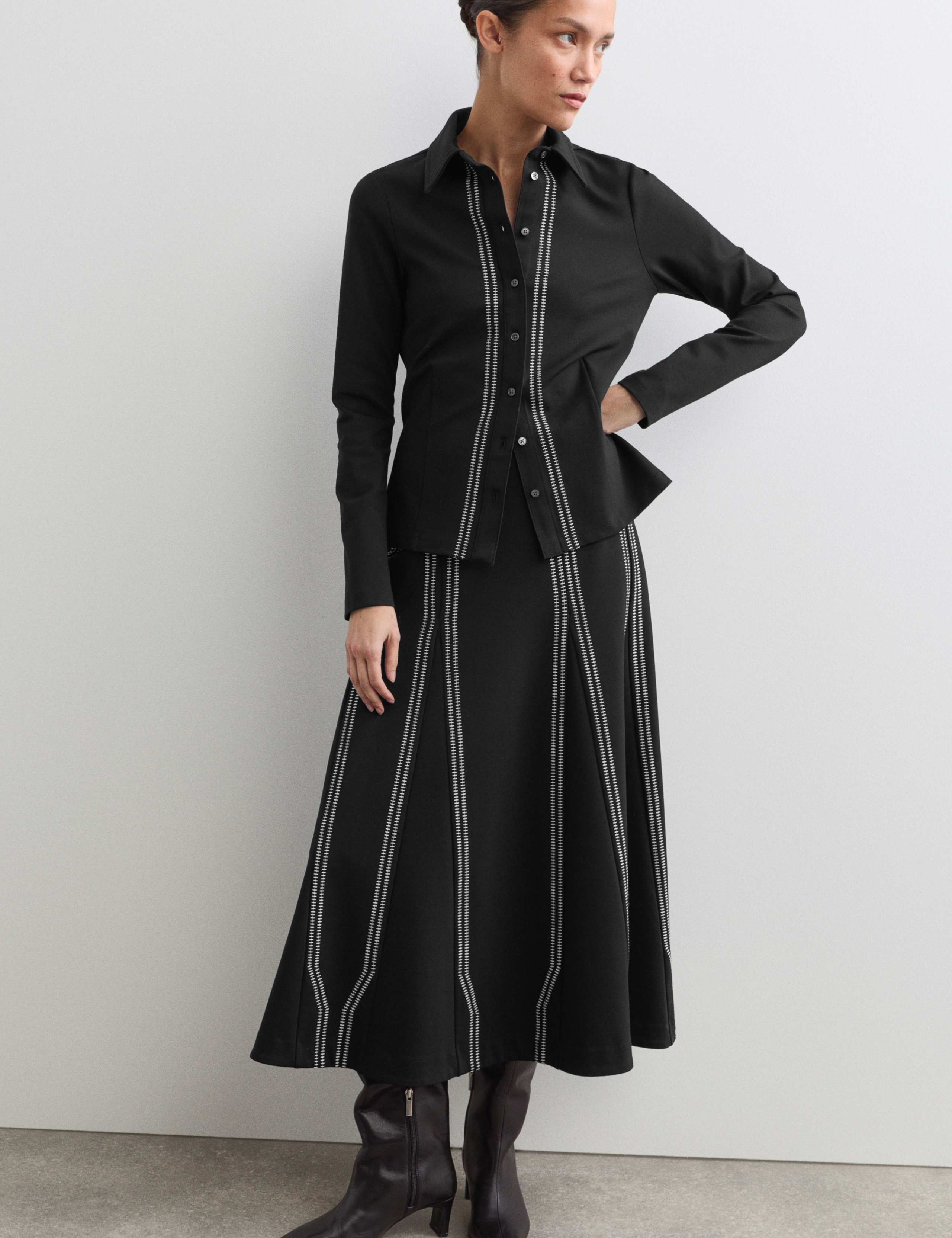 Jersey Embroidered Midi Circle Skirt 5 of 7