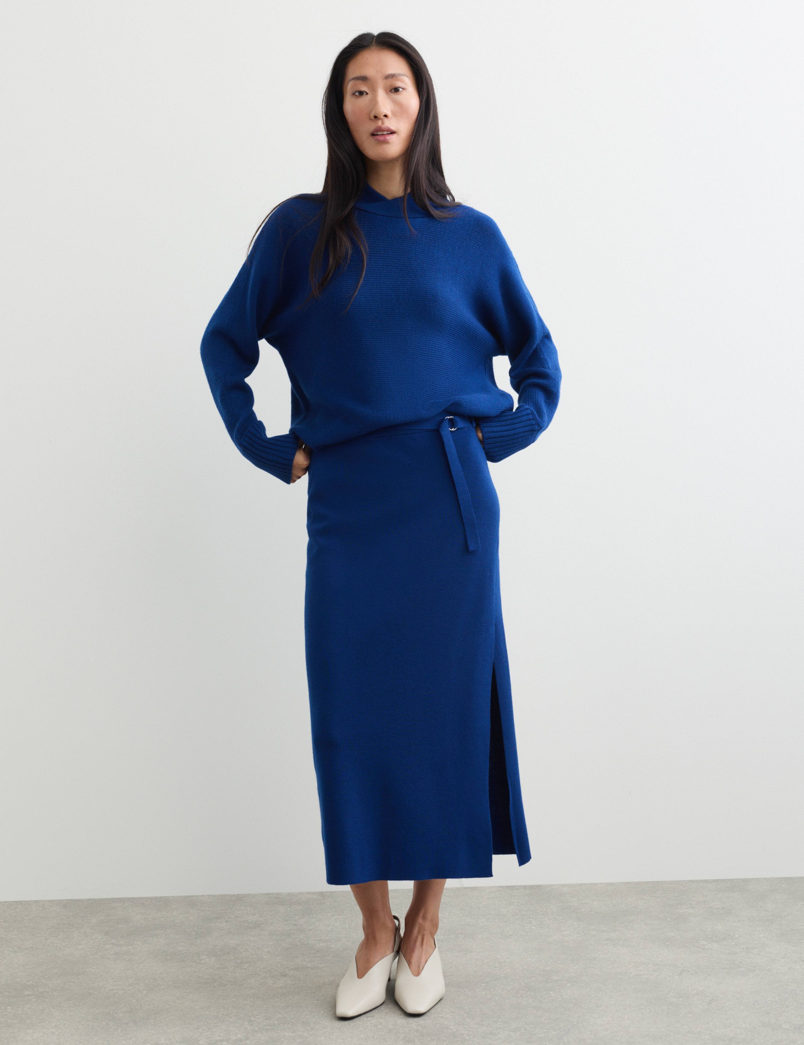 Pure Merino Wool Midi Column Knitted Skirt 3 of 6