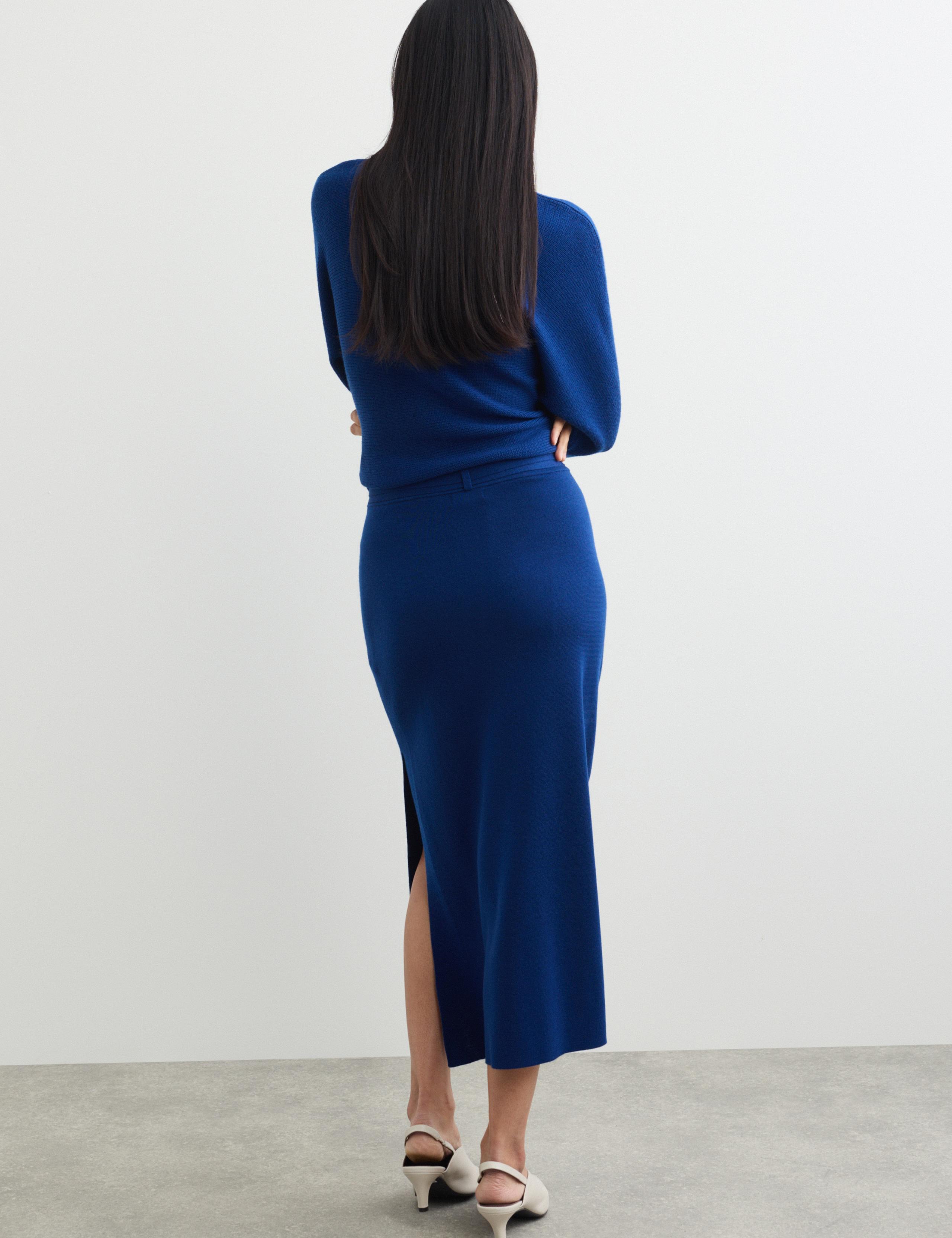 Pure Merino Wool Midi Column Knitted Skirt 6 of 6