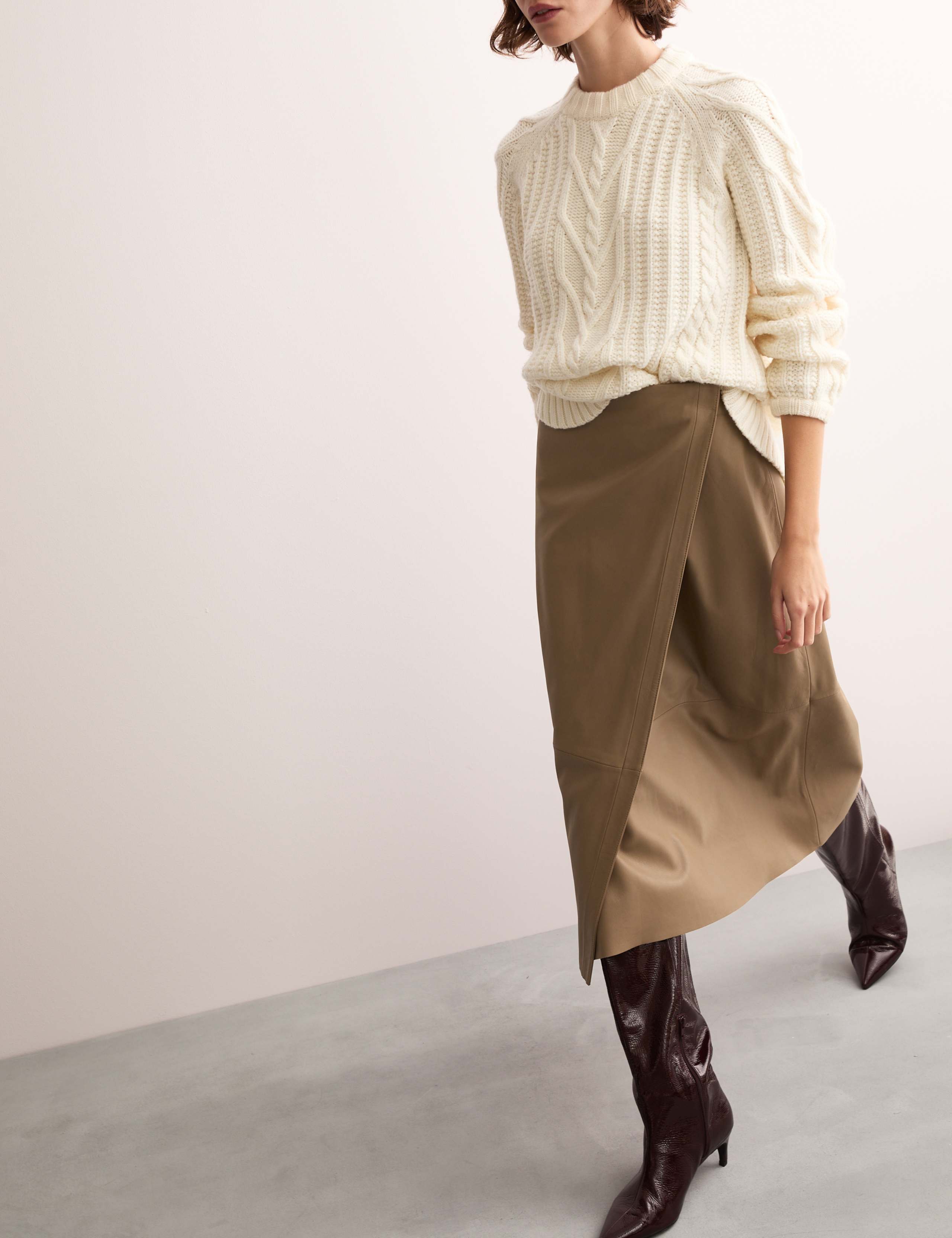 Leather Midi Wrap Skirt 3 of 7