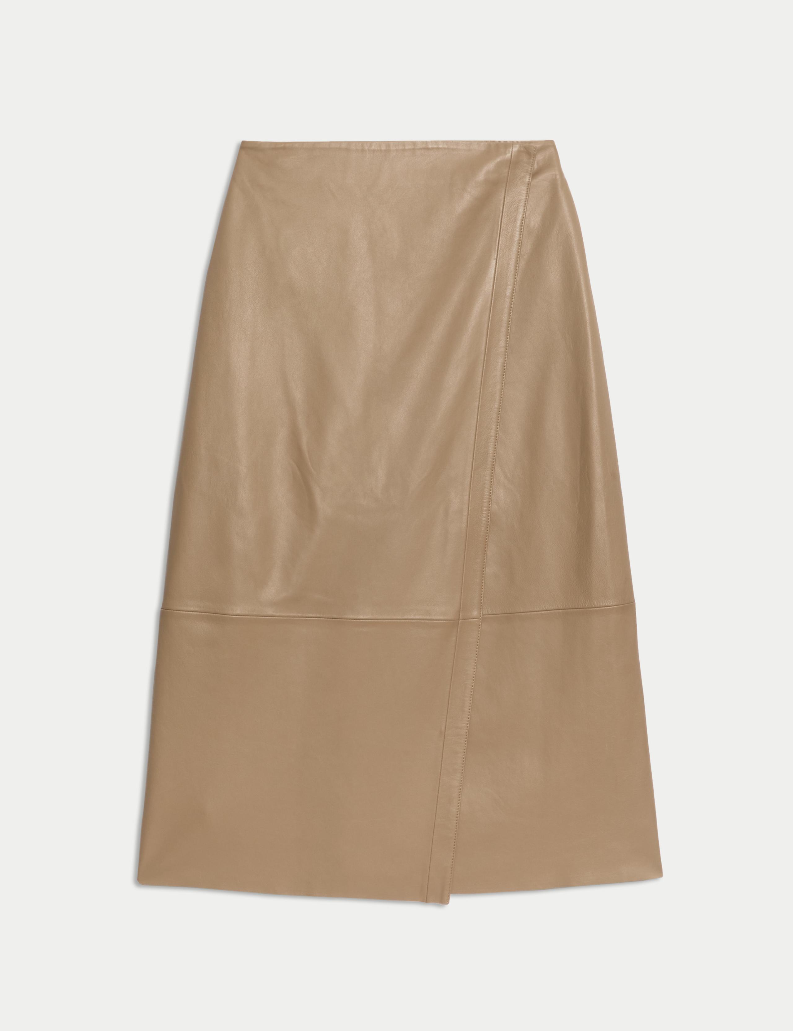 Leather Midi Wrap Skirt 2 of 7