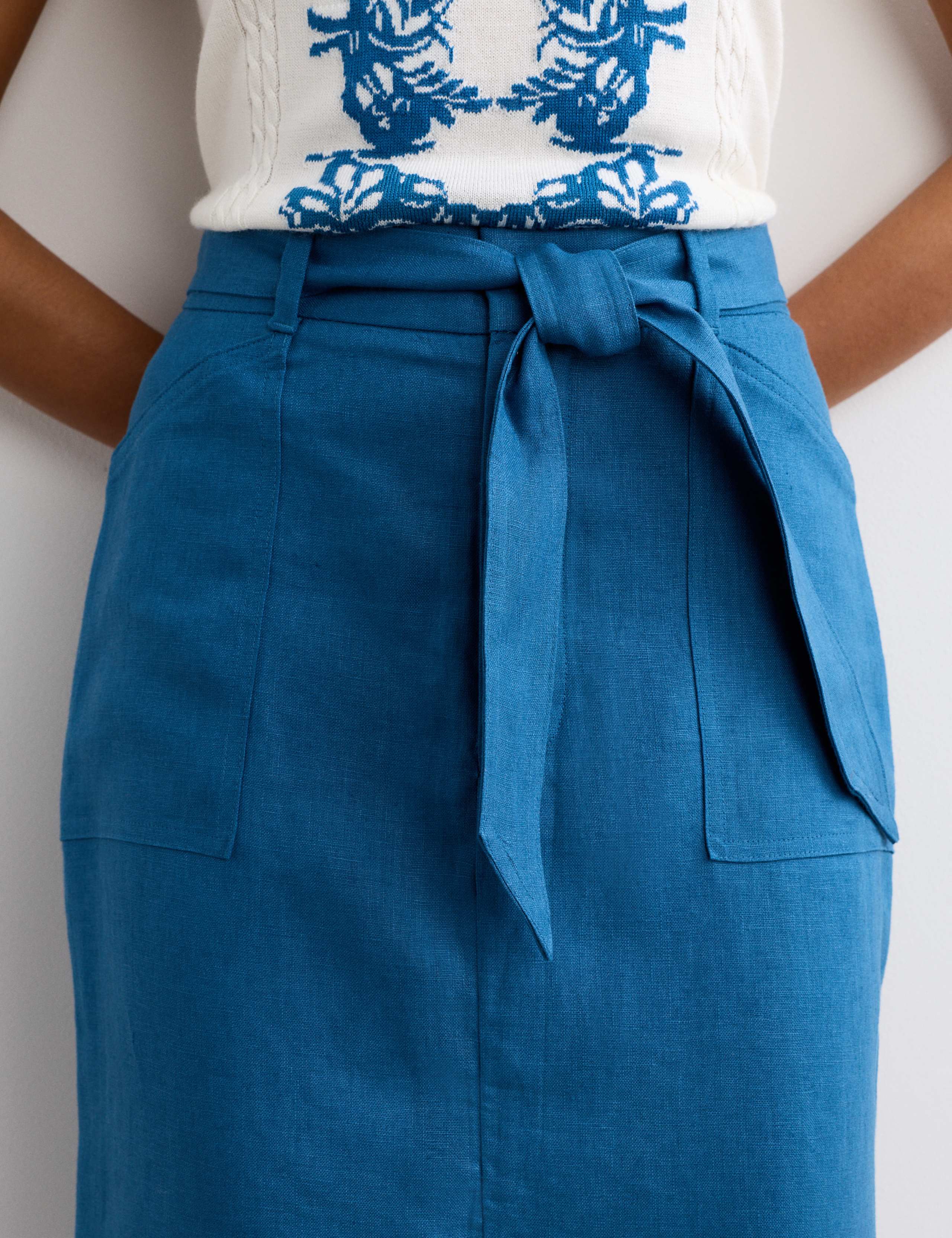 Linen Column Midi Skirt 5 of 7