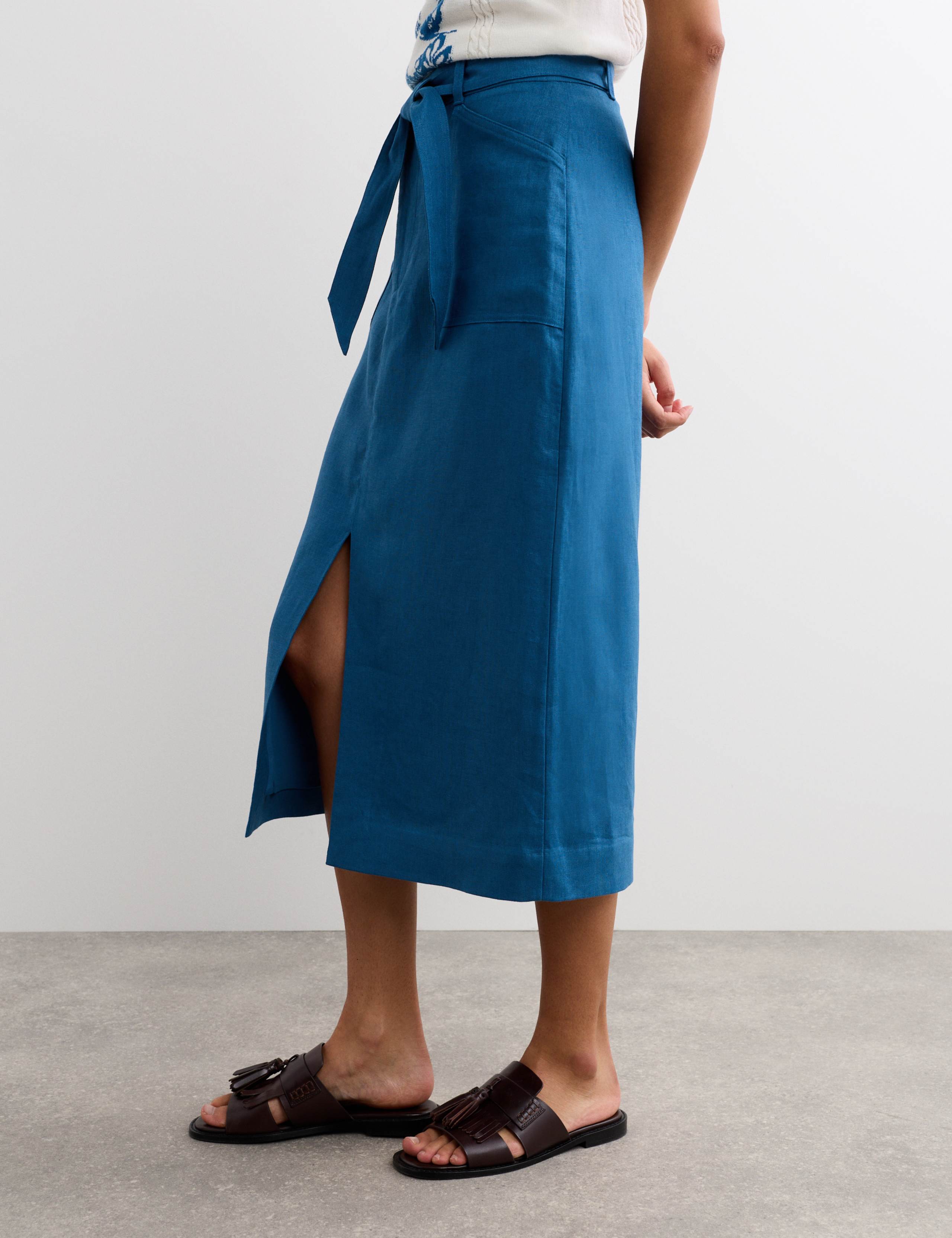 Linen Column Midi Skirt 6 of 7