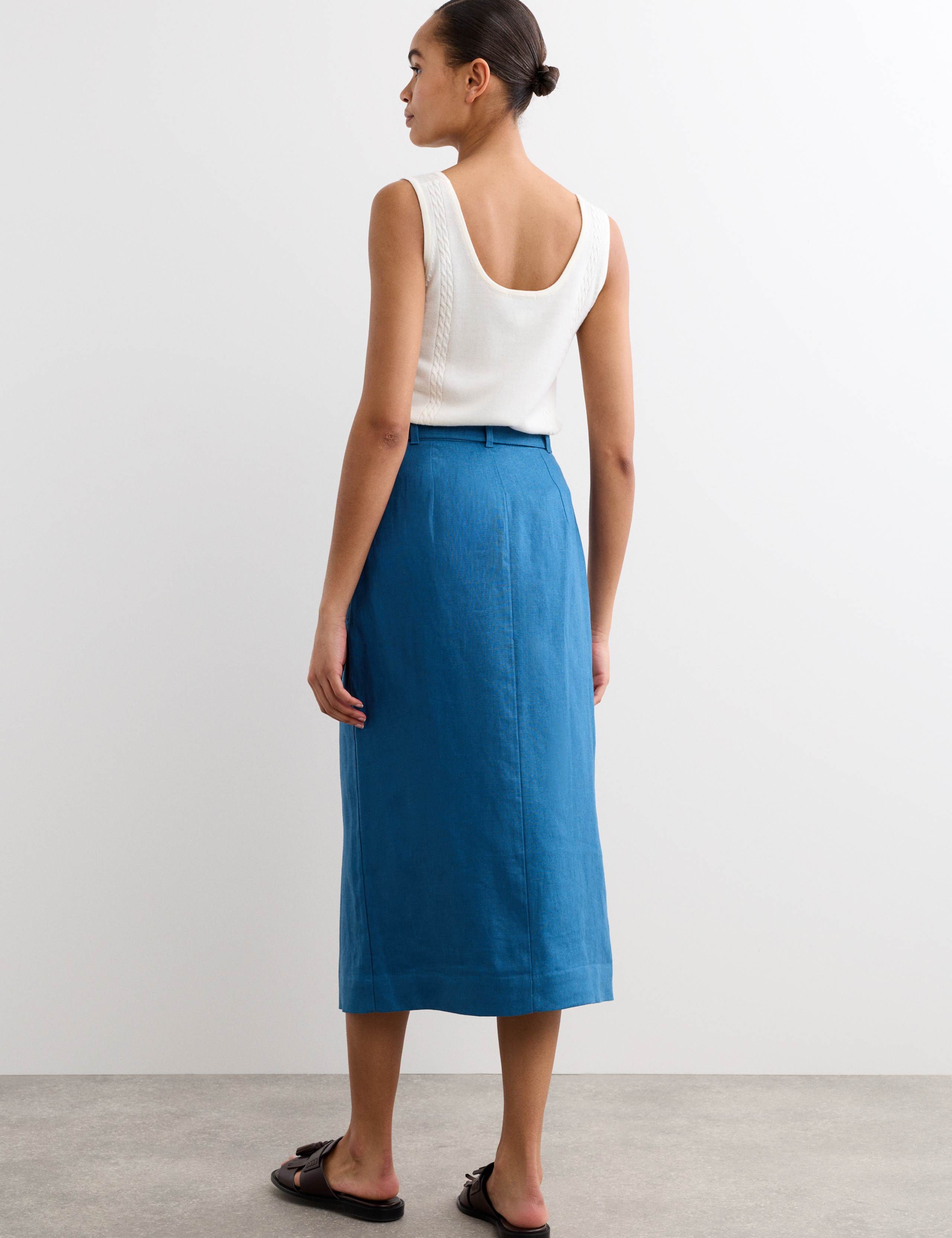 Linen Column Midi Skirt 7 of 7