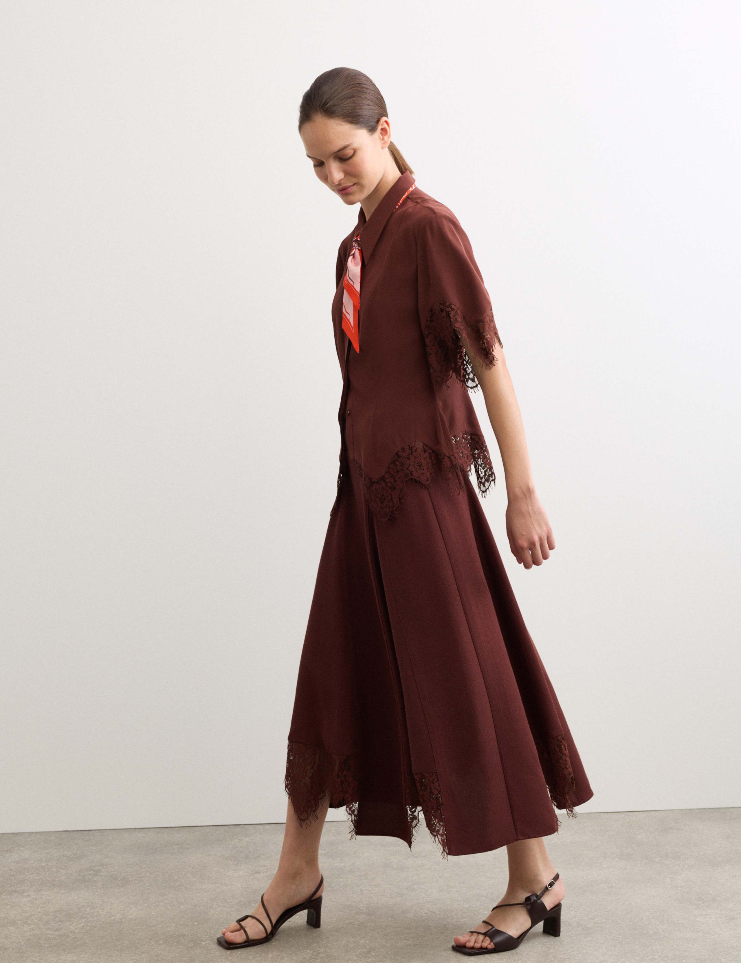 Lace Insert Midi Slip Skirt 5 of 6