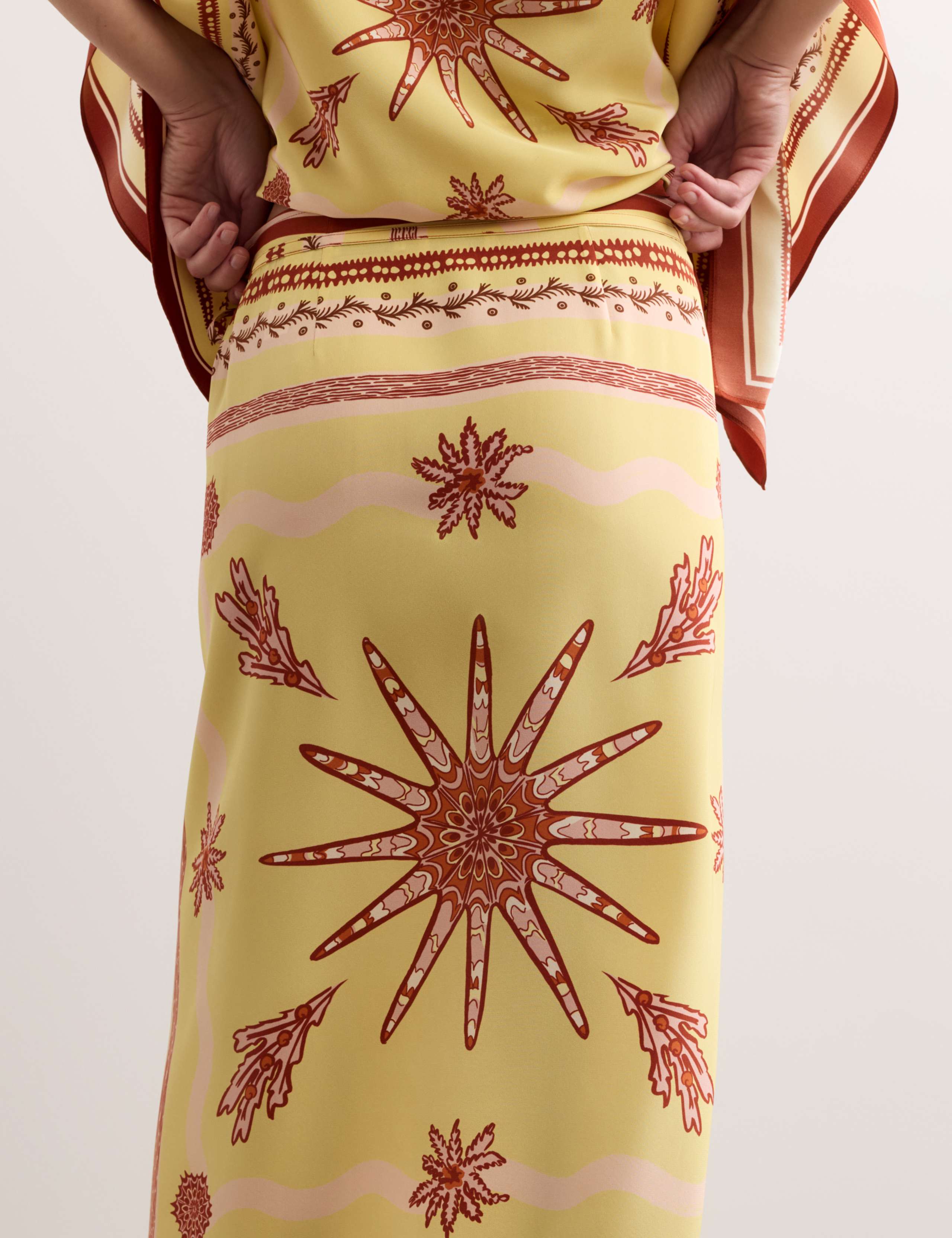 Pure Silk Scarf Print Midi Wrap Skirt 4 of 8