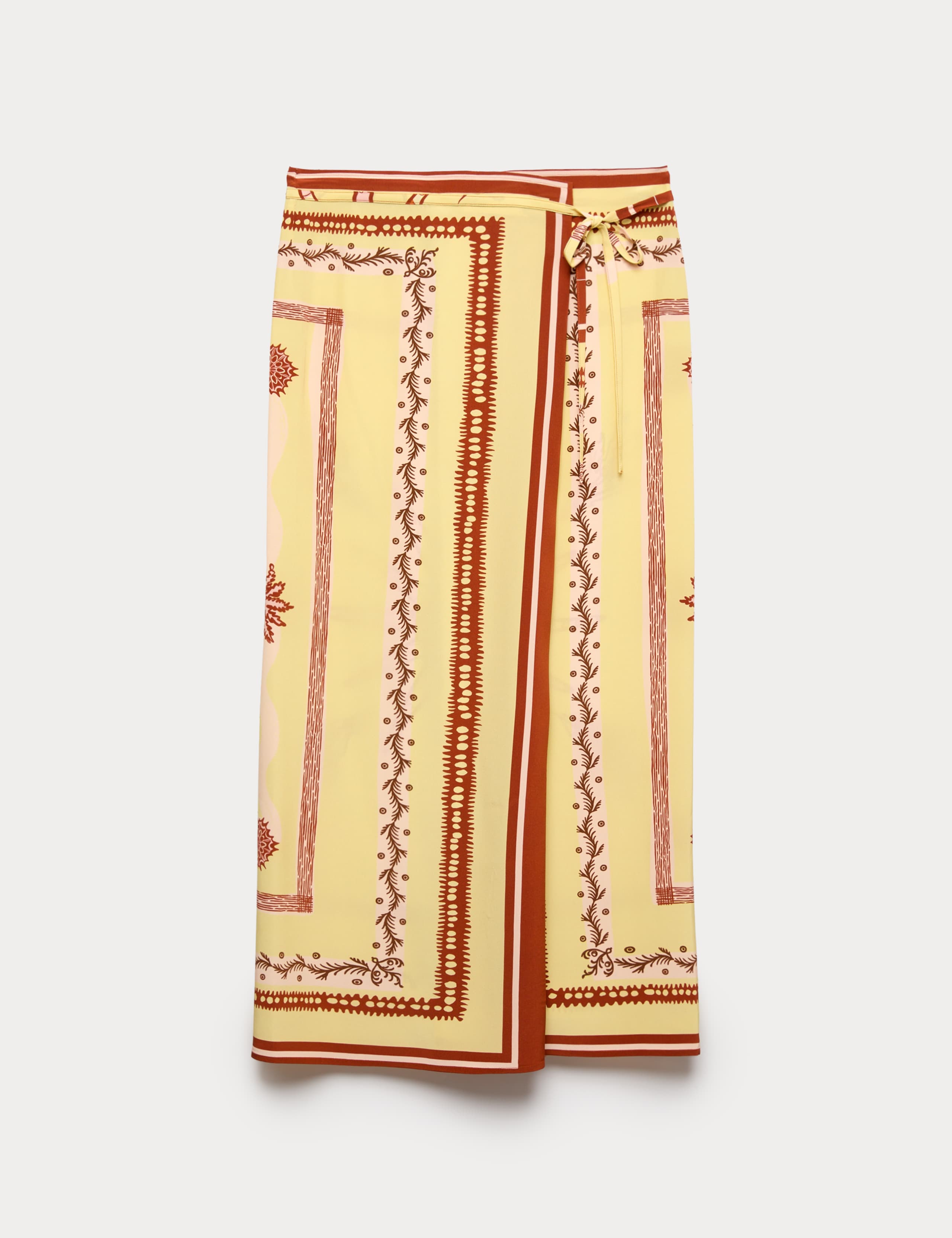 Pure Silk Scarf Print Midi Wrap Skirt 2 of 8