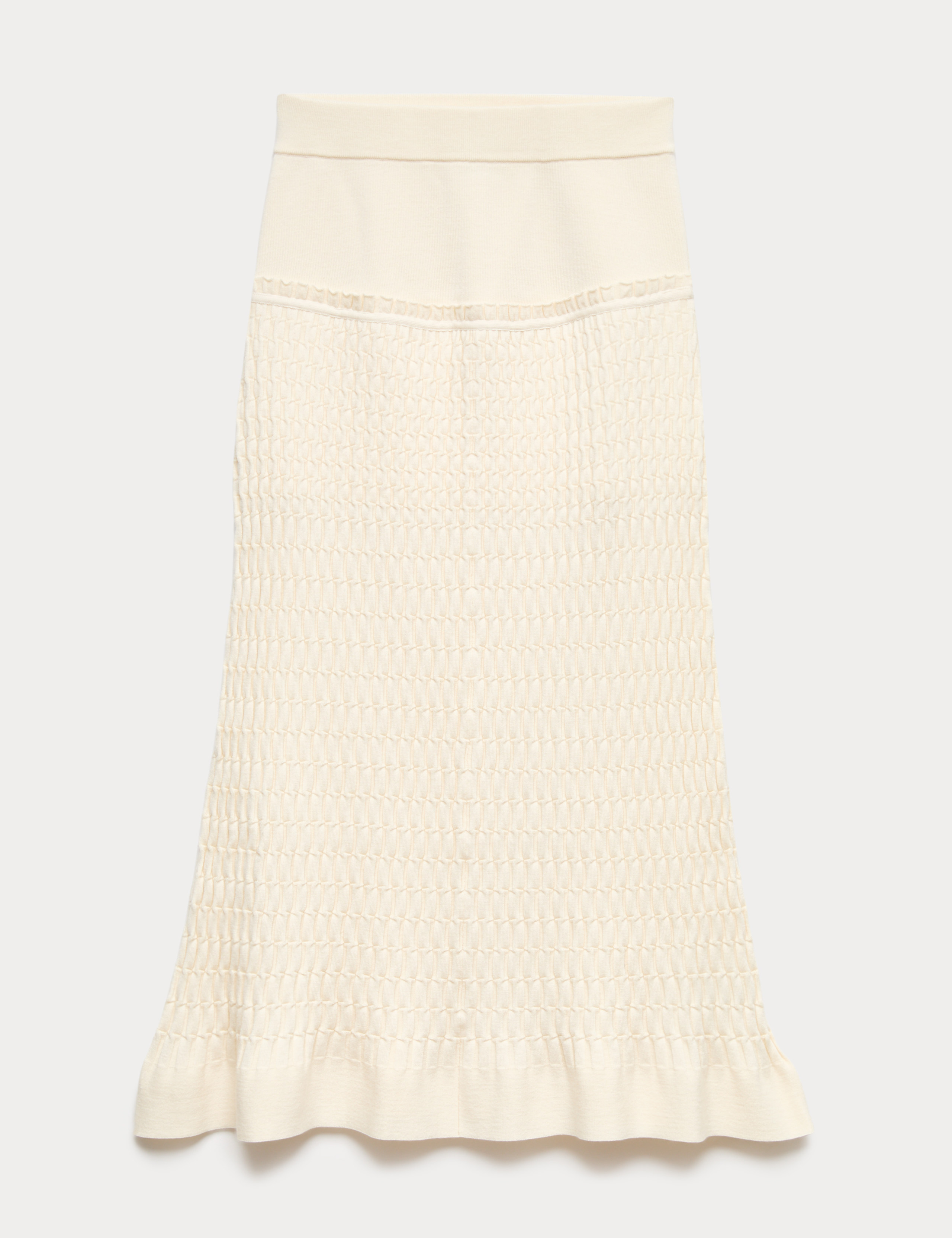 Merino Wool Rich Knitted Pleated Midi Skirt 2 of 8