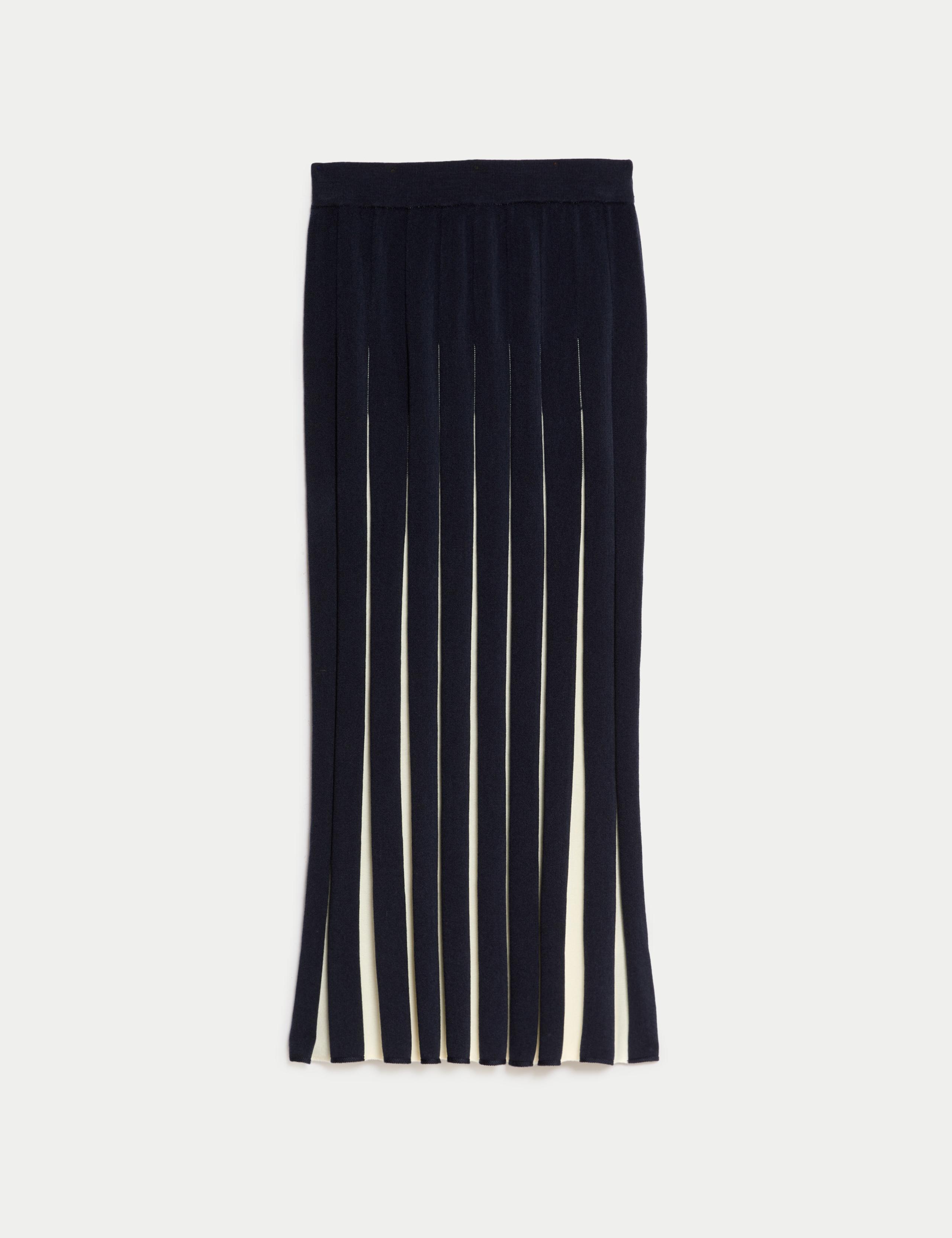 Knitted Seam Detail Midi A-Line Skirt 2 of 7
