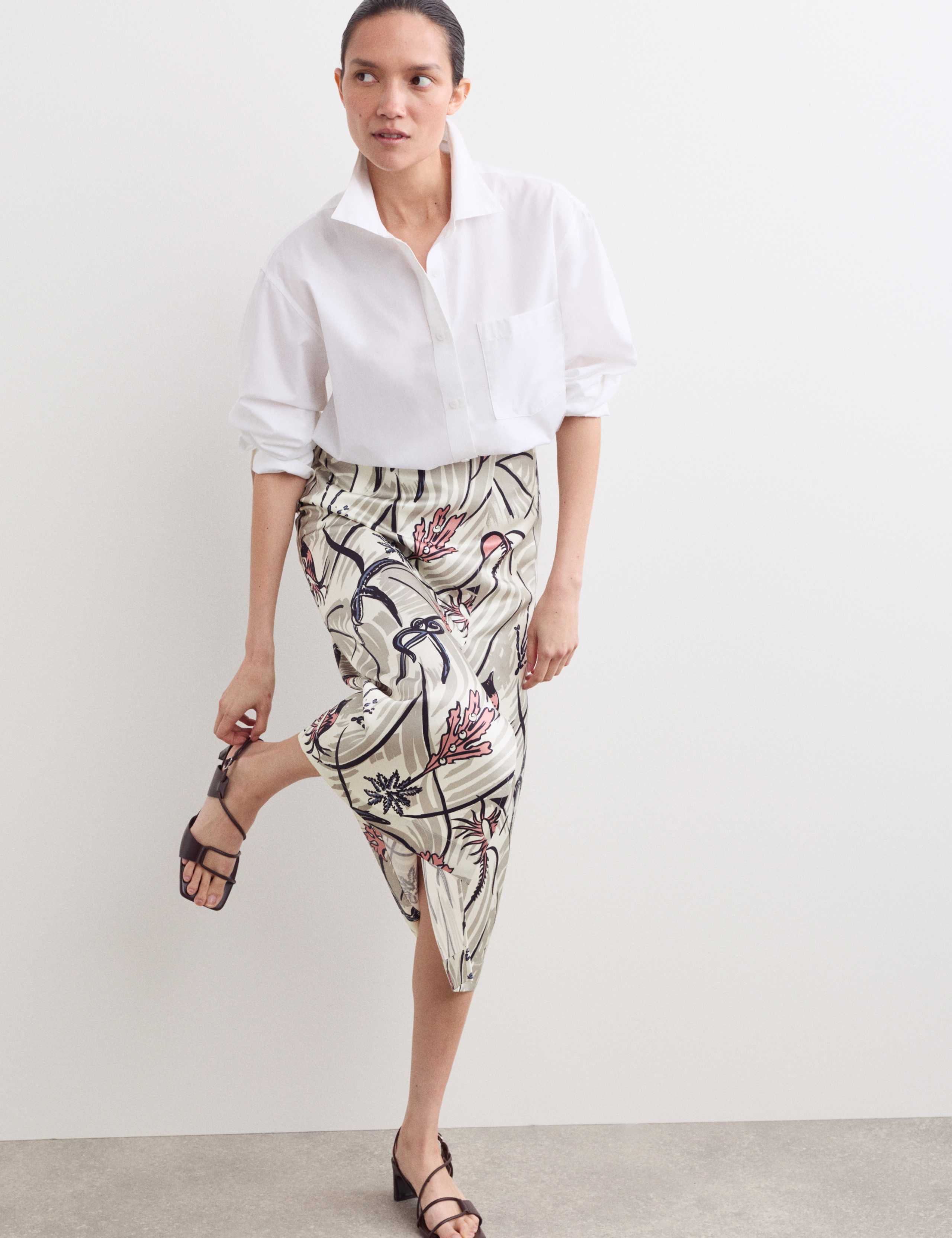 Floral Midi A-Line Skirt 4 of 7
