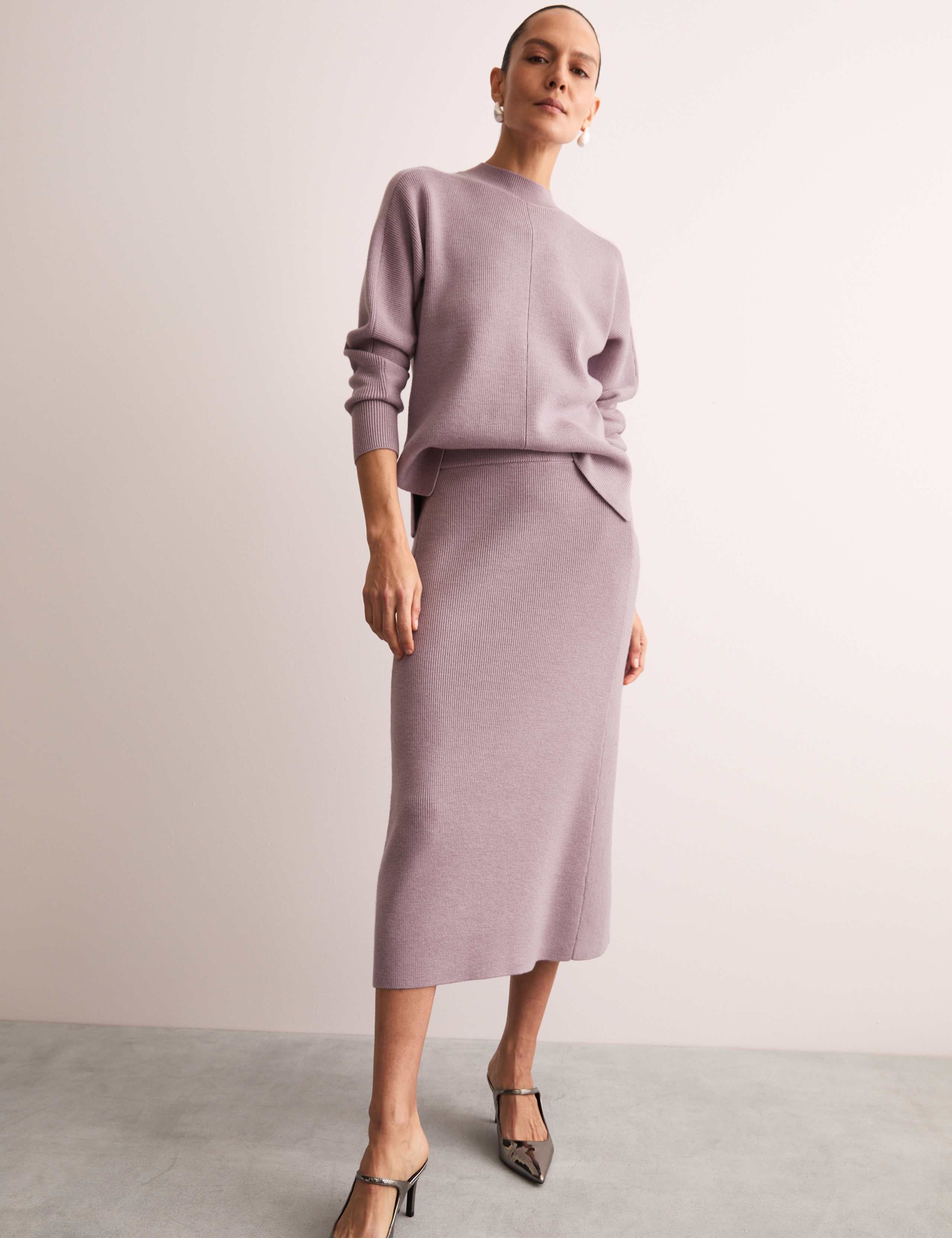 Pure Wool Knitted Midi Column Skirt 4 of 7