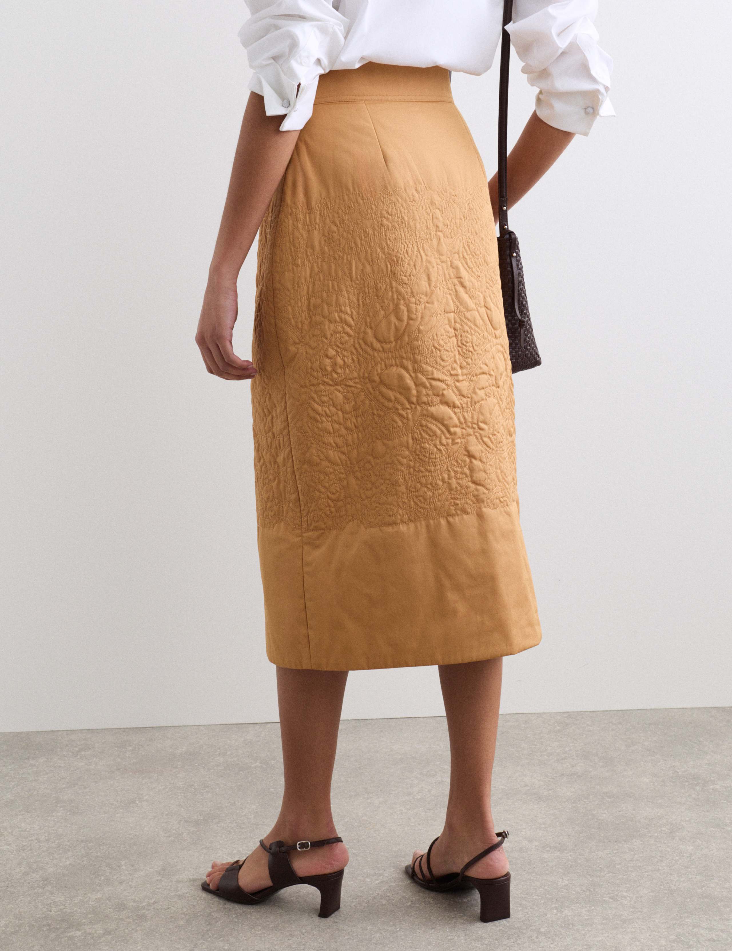 Pure Cotton Quilted Midi Column Skirt 6 of 6