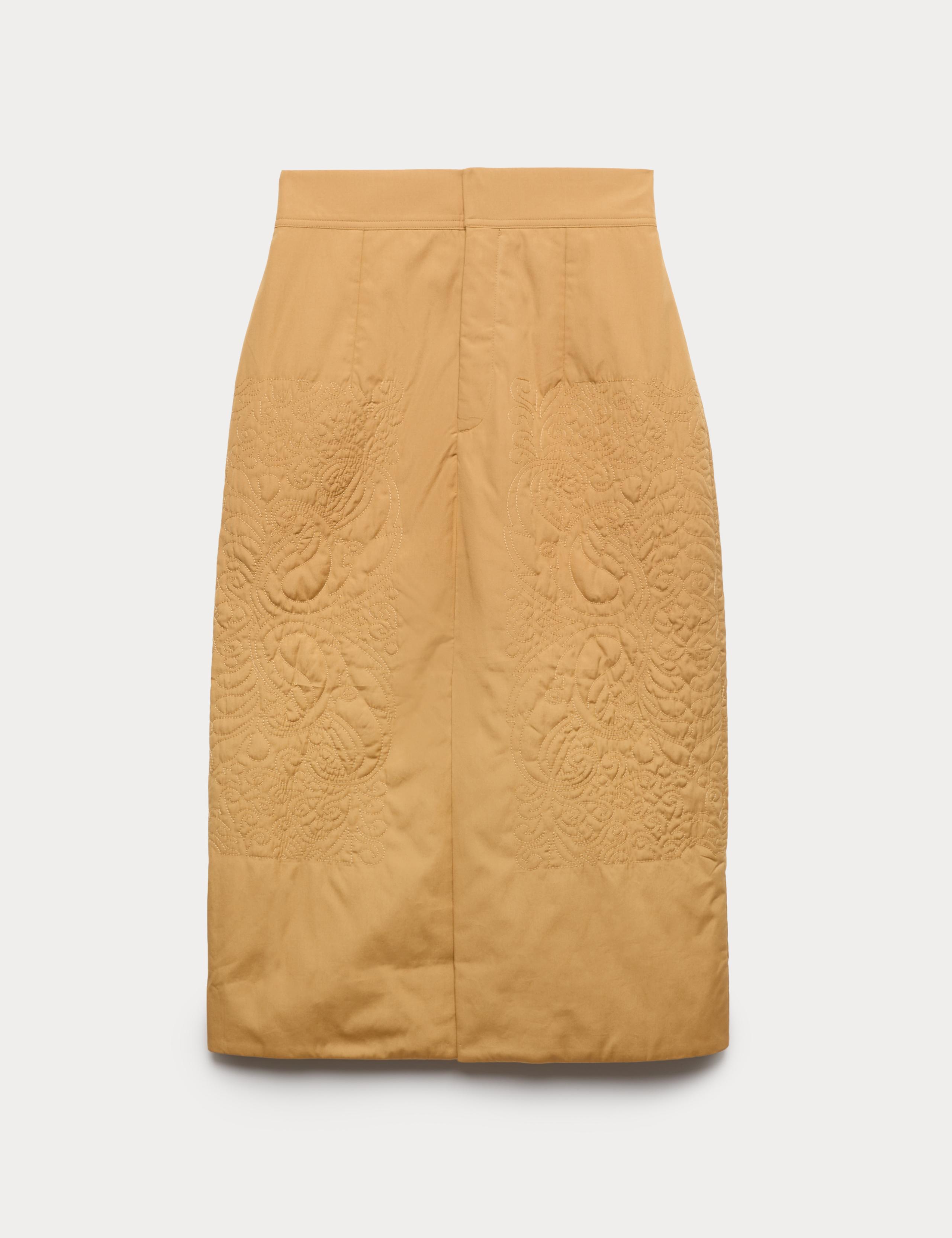 Pure Cotton Quilted Midi Column Skirt 1 of 1