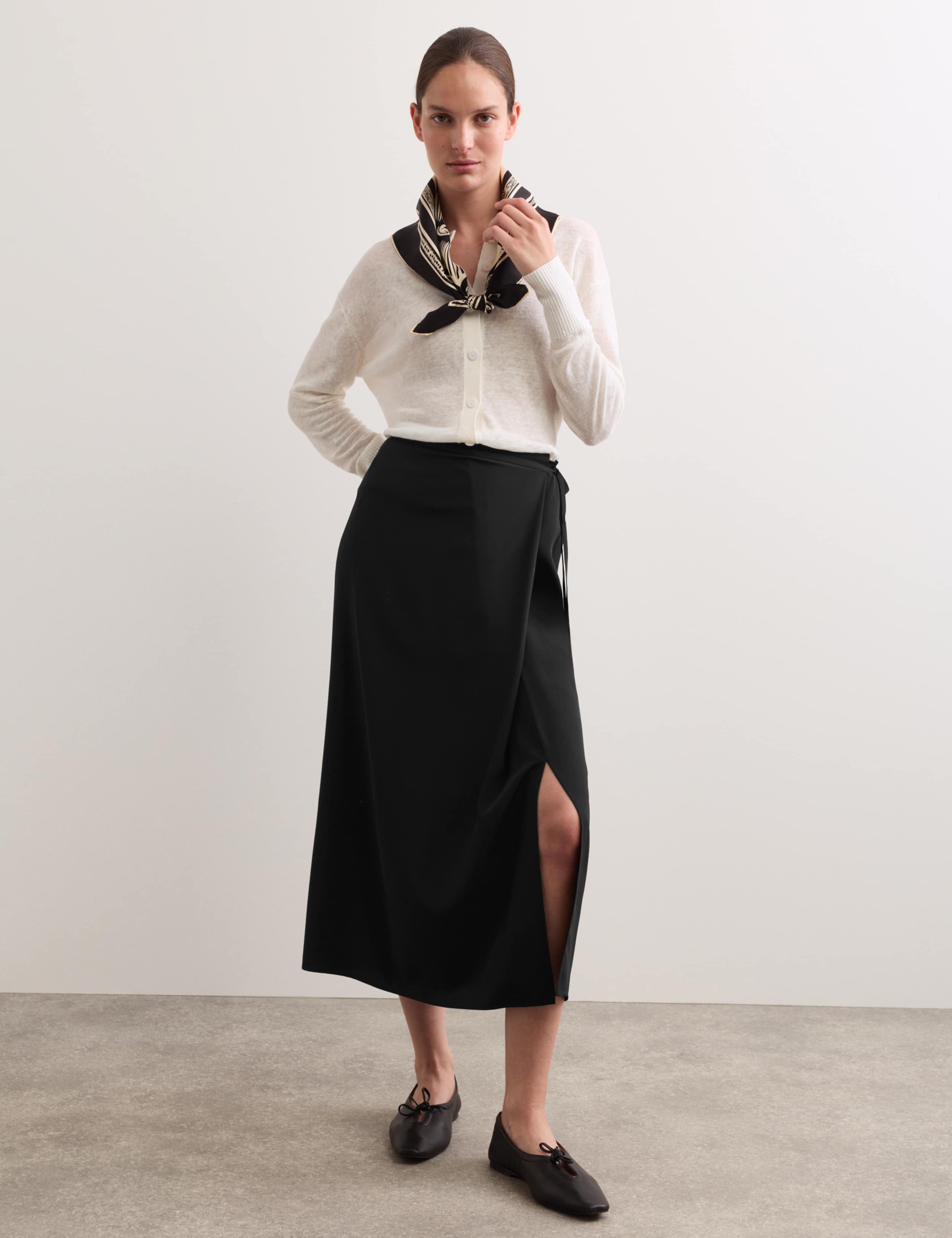 Pure Silk Midi Wrap Skirt 1 of 6