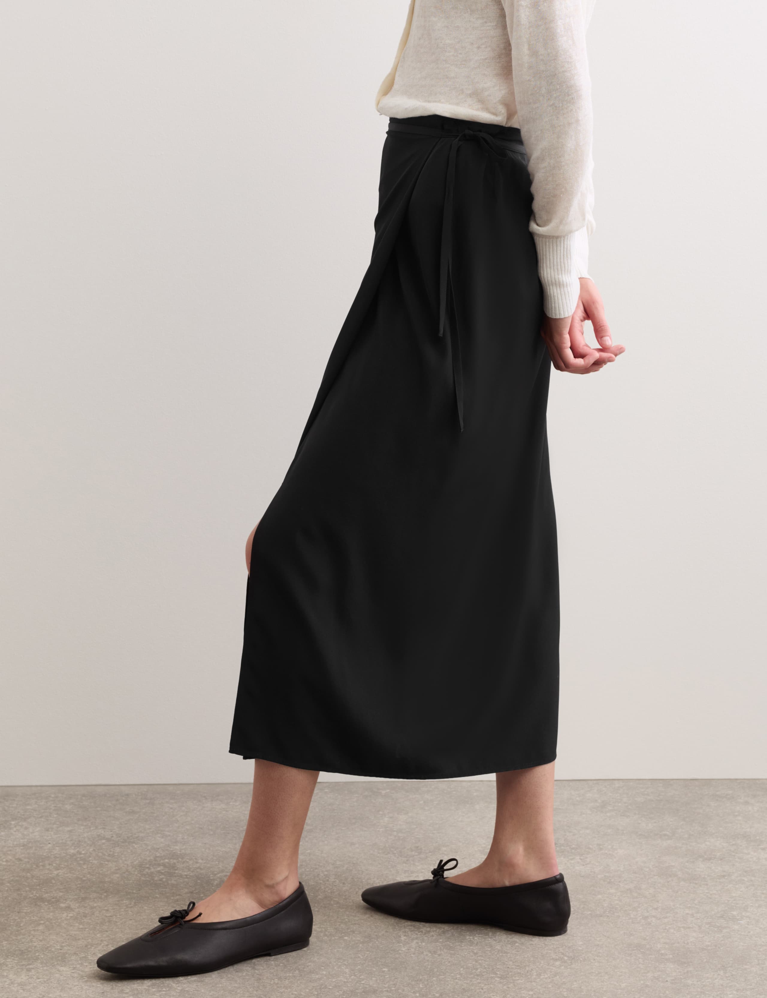 Pure Silk Midi Wrap Skirt 4 of 6