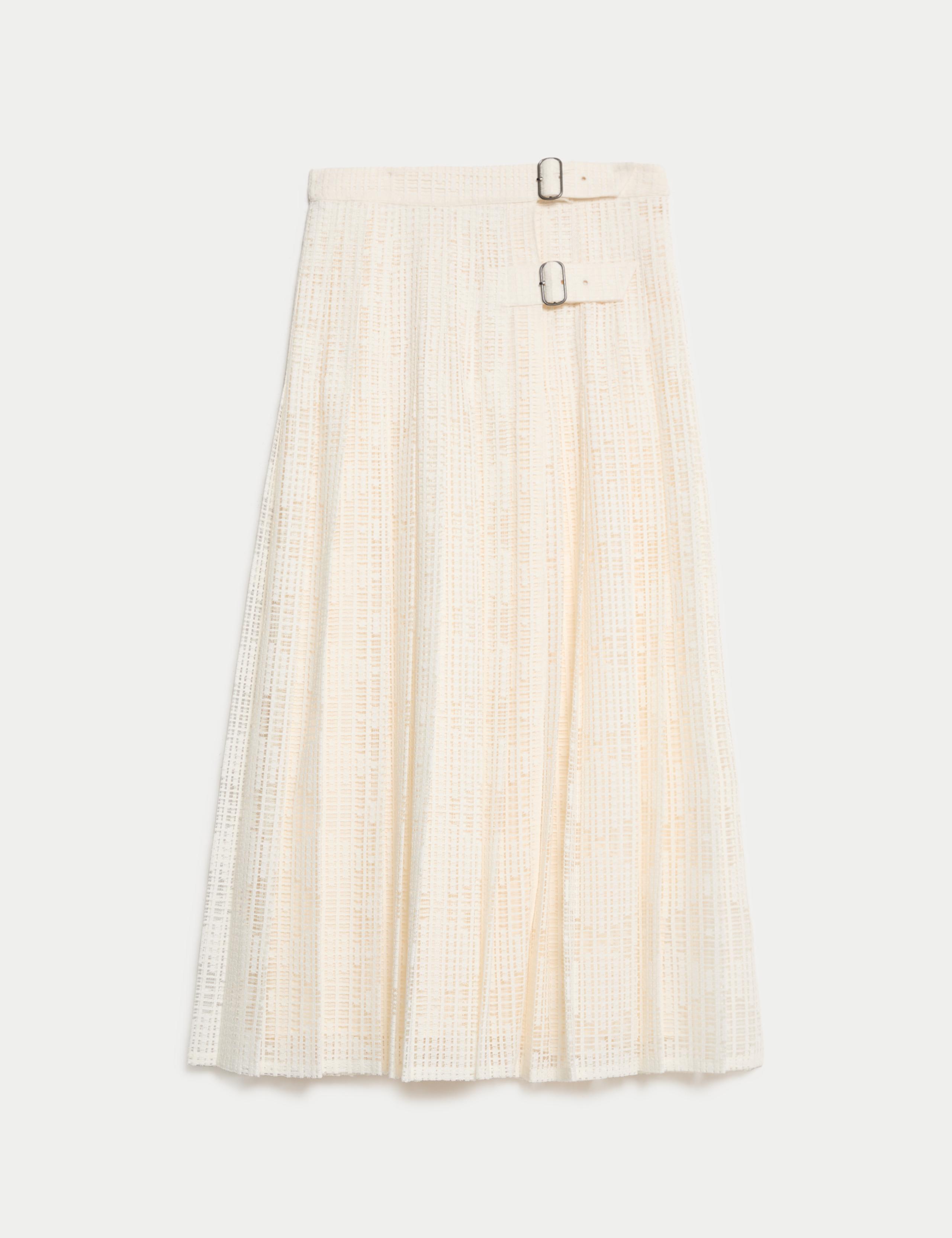Cotton Rich Lace Pleated Midi Skirt 2 of 7