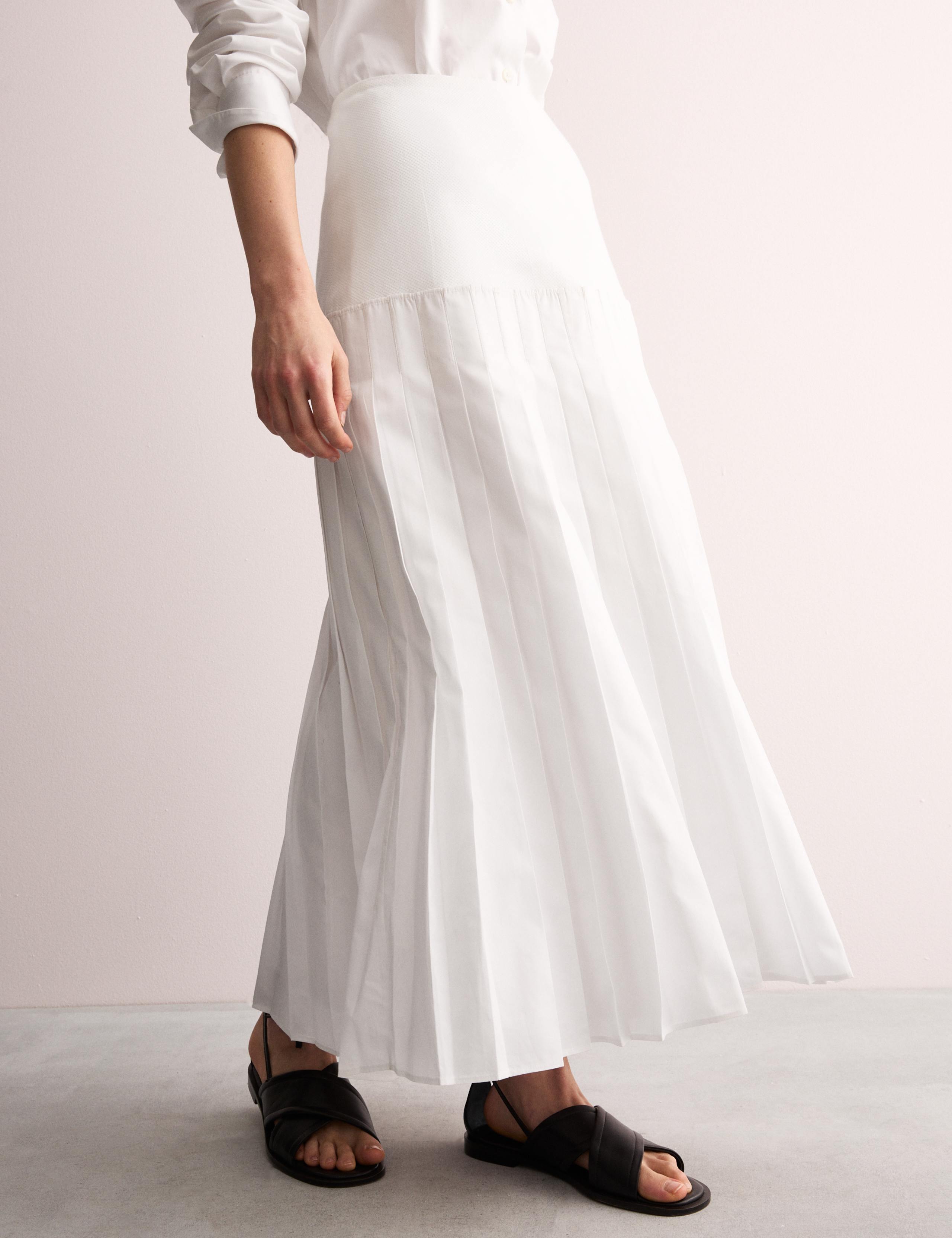 Pure Cotton Drop Waist Midi A-Line Skirt 3 of 7